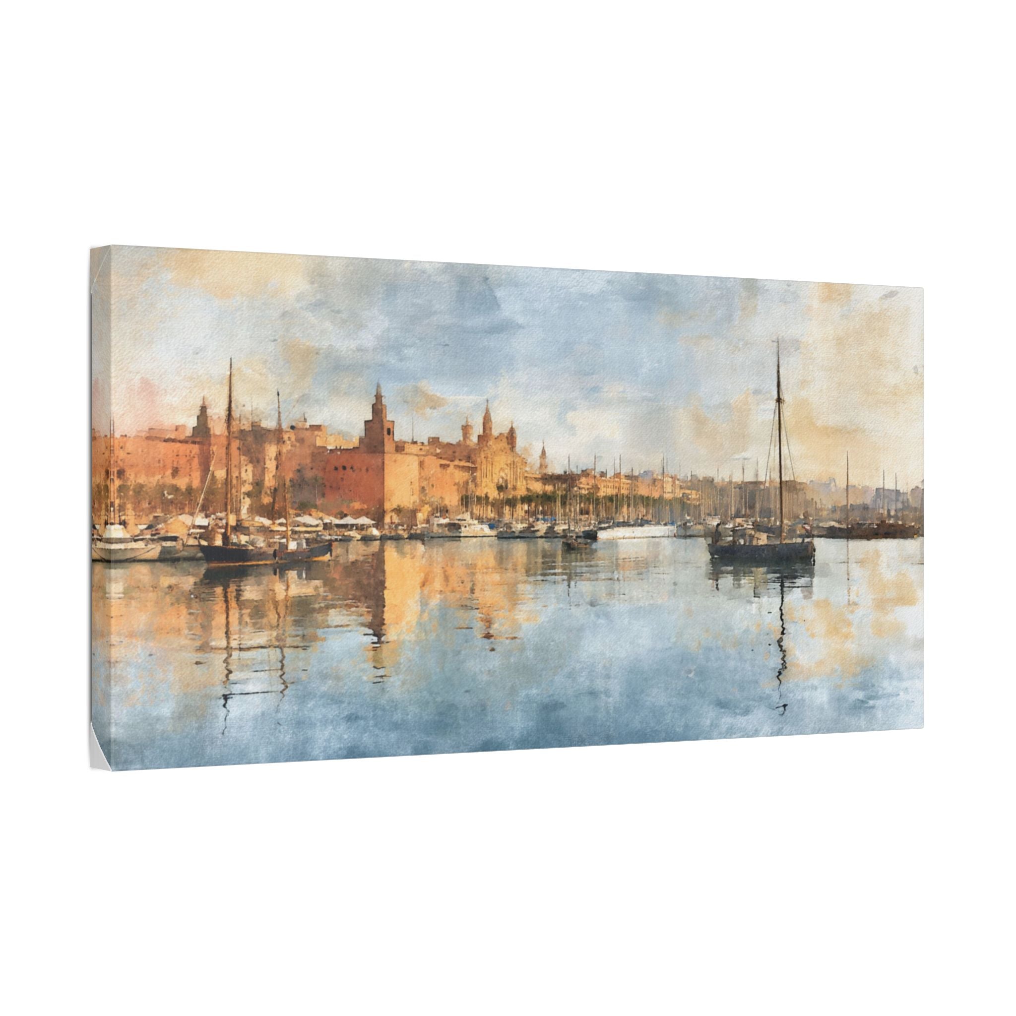 Barcelona Harbor Sunrise Canvas
