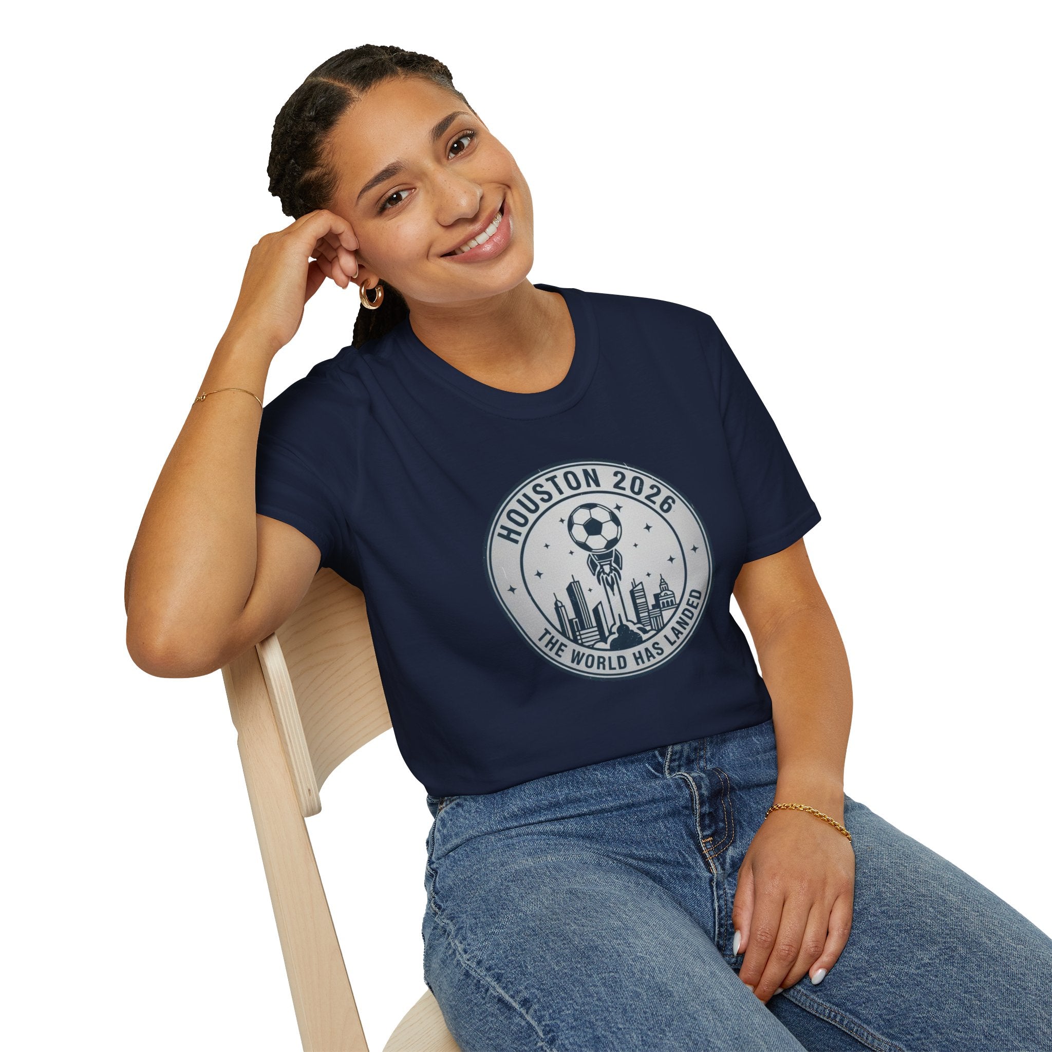 Houston 2026 Soccer Tee — "The World Has Landed" City Crest