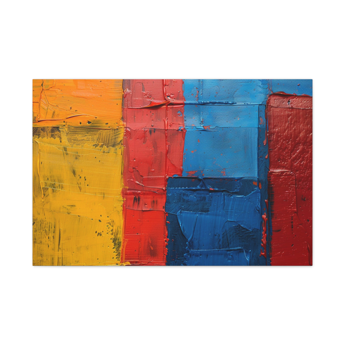 Barcelona and Catalan Artistic Heritage Abstract Color Block Canvas Print — Bold Red, Blue & Yellow Modern Wall Art
