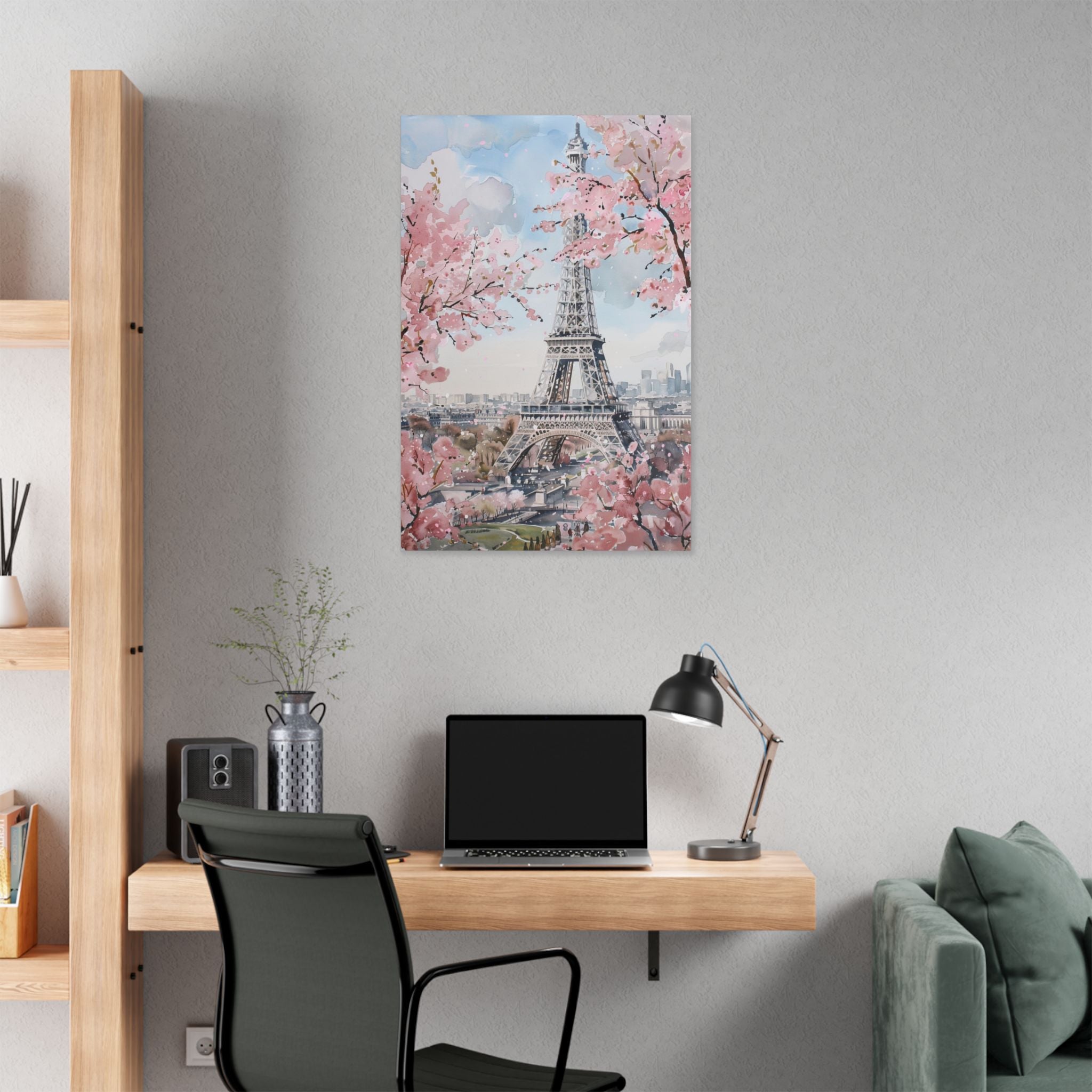 Eiffel Tower Cherry Blossom Canvas Print — Paris Wall Art