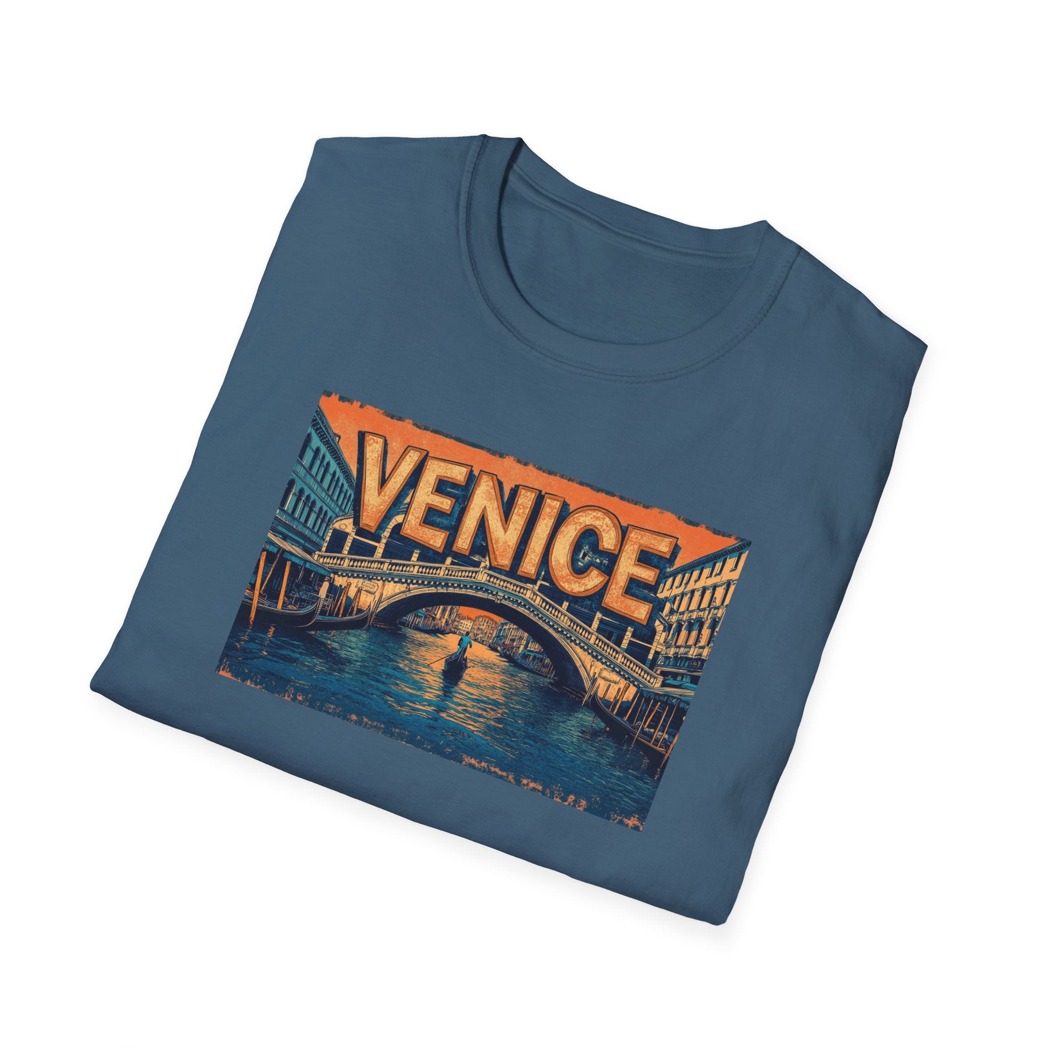 Venice Vintage Canal Poster T-Shirt | Gondola Bridge Italy Travel Tee