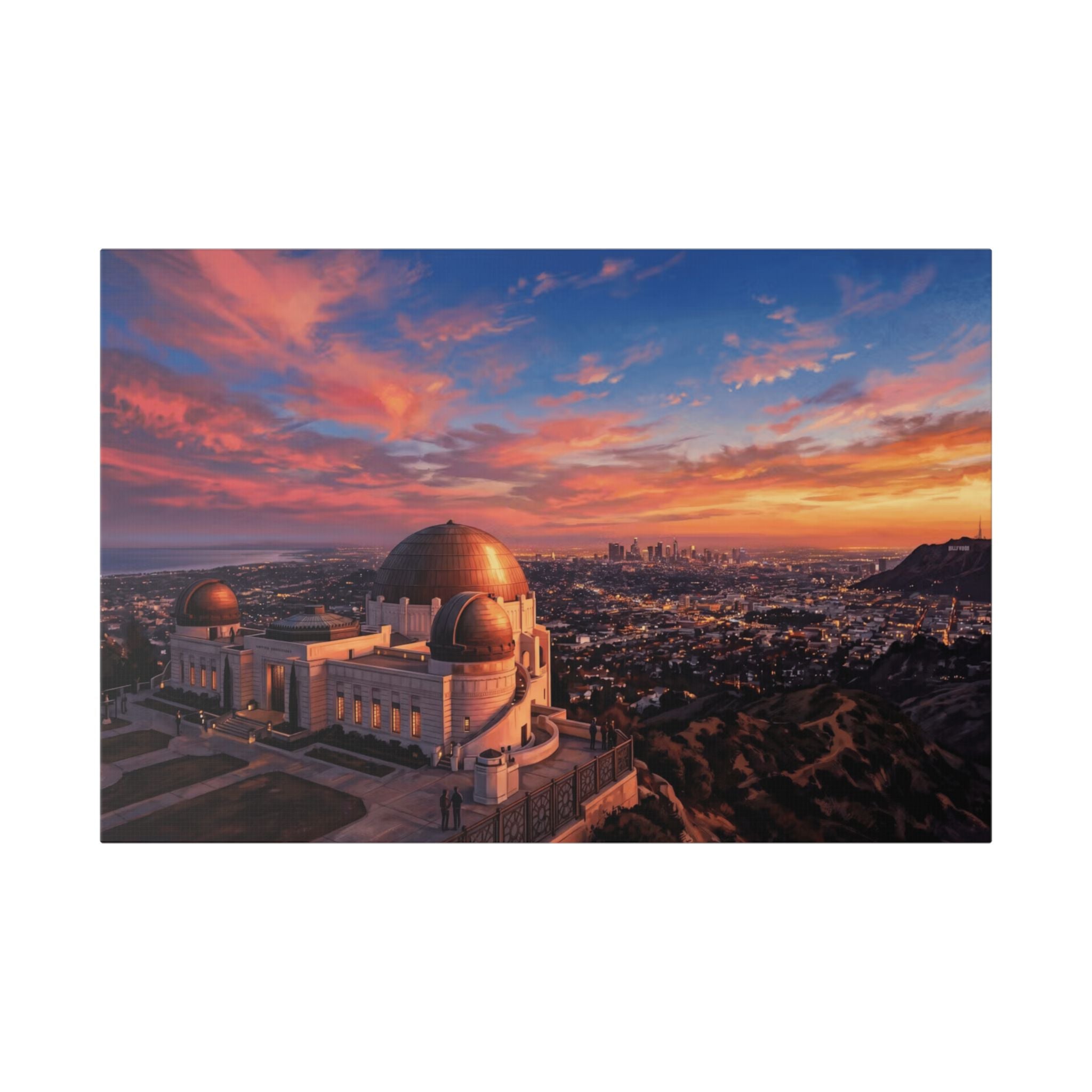 Griffith Observatory Sunset Canvas — Los Angeles Skyline Wall Art