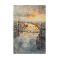 London River Sunset Canvas Print — Watercolor Cityscape Wall Art