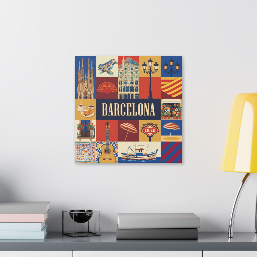 Barcelona Travel Collage Canvas