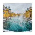 Szechenyi Thermal Bath Budapest Canvas Wall Art — Winter Spa Architecture Print