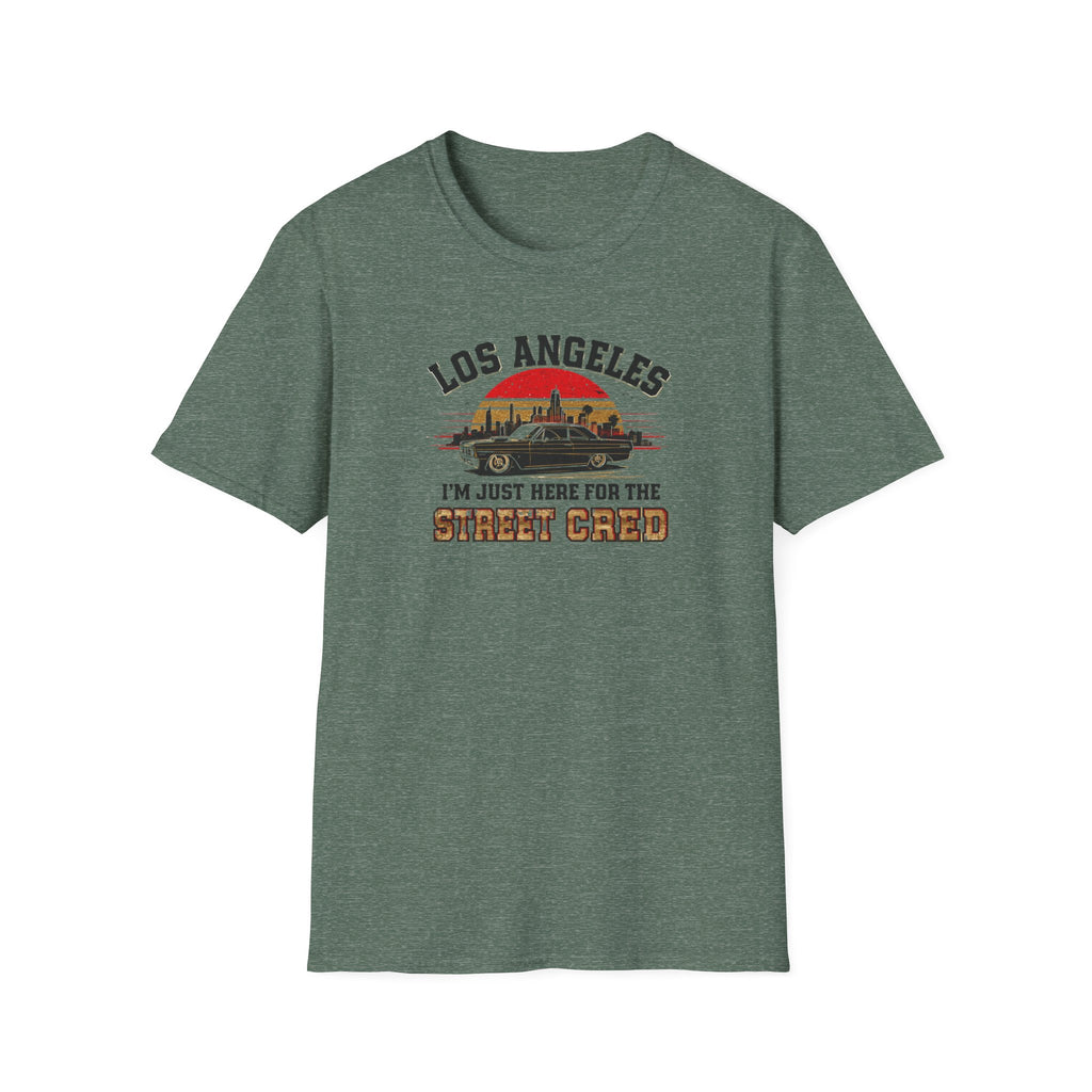 Los Angeles Vintage Sunset T-Shirt — "I’m Just Here for the Street Cred" Car Graphic