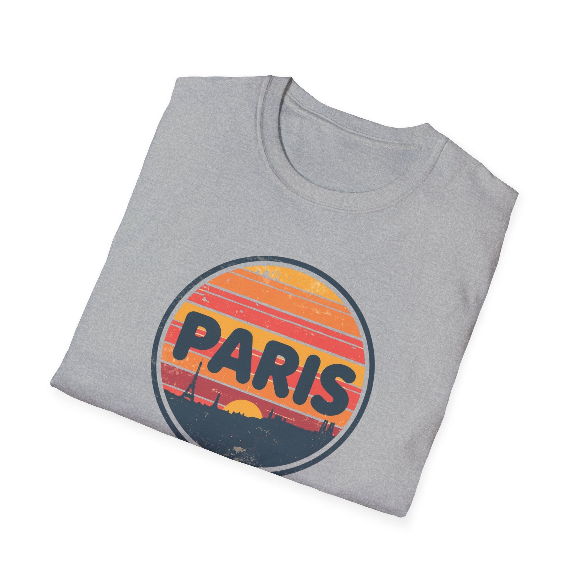 Paris Sunset T-Shirt — Retro Circular Skyline Tee