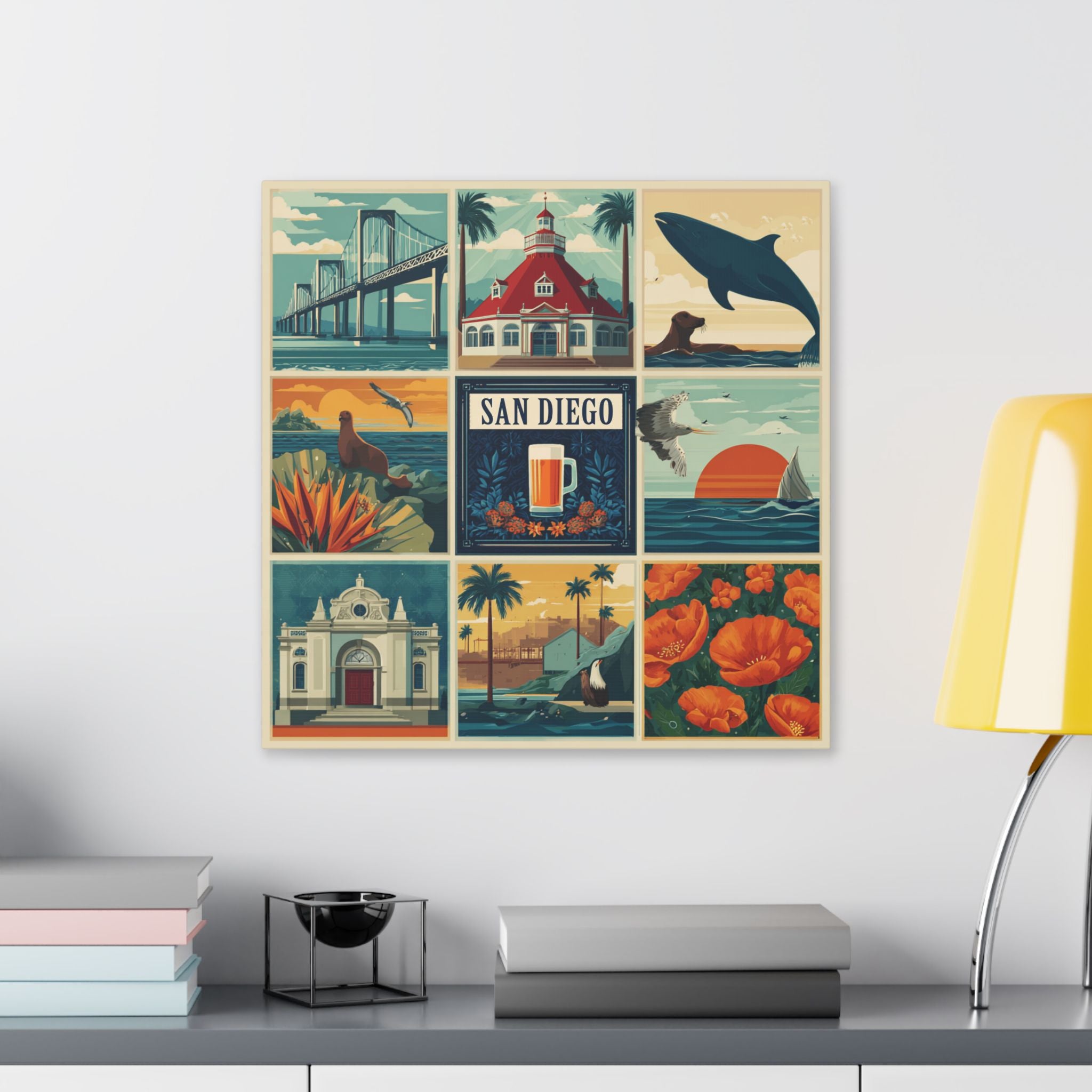 San Diego Vintage Collage Canvas