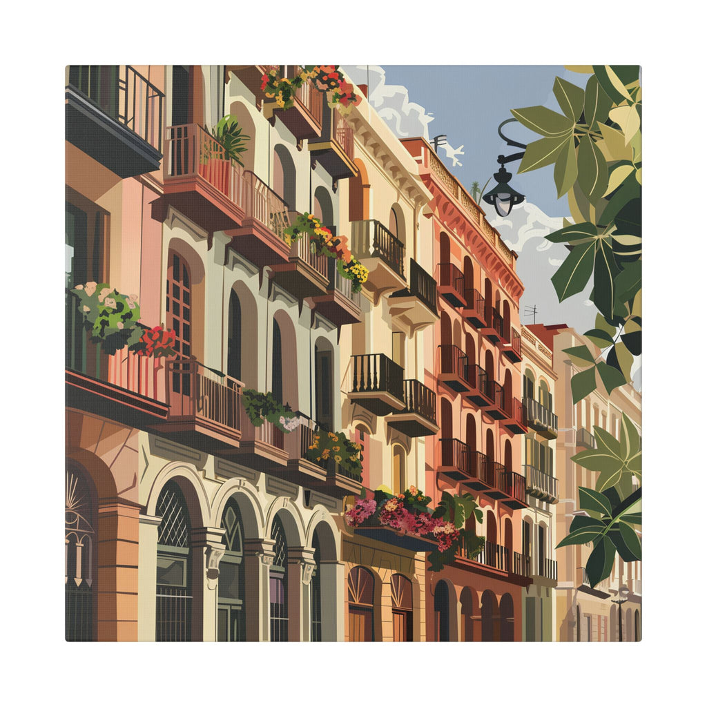 Mediterranean Balcony Street Canvas