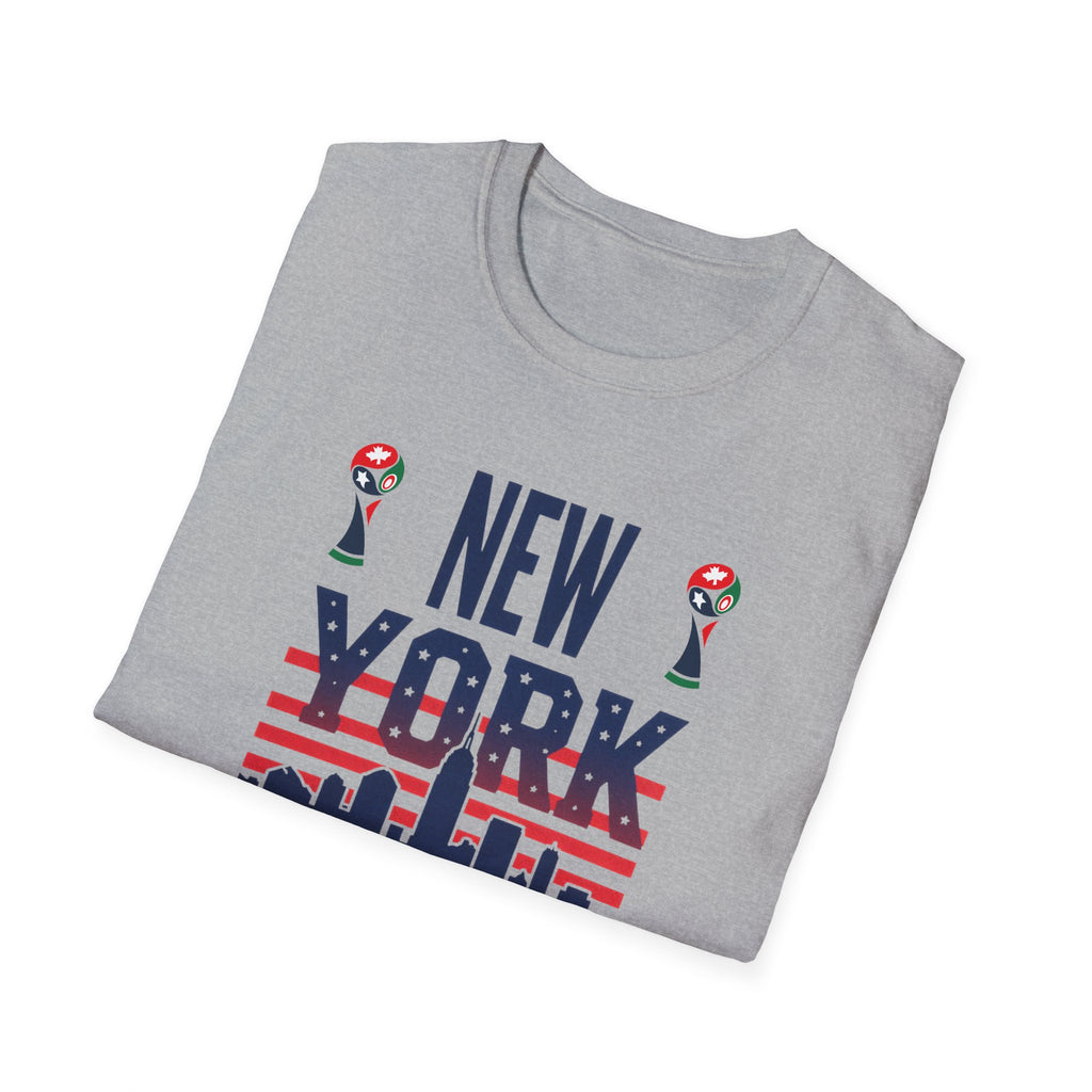 New York USA World Cup 2026 T-Shirt — American Flag Skyline Soccer Tee