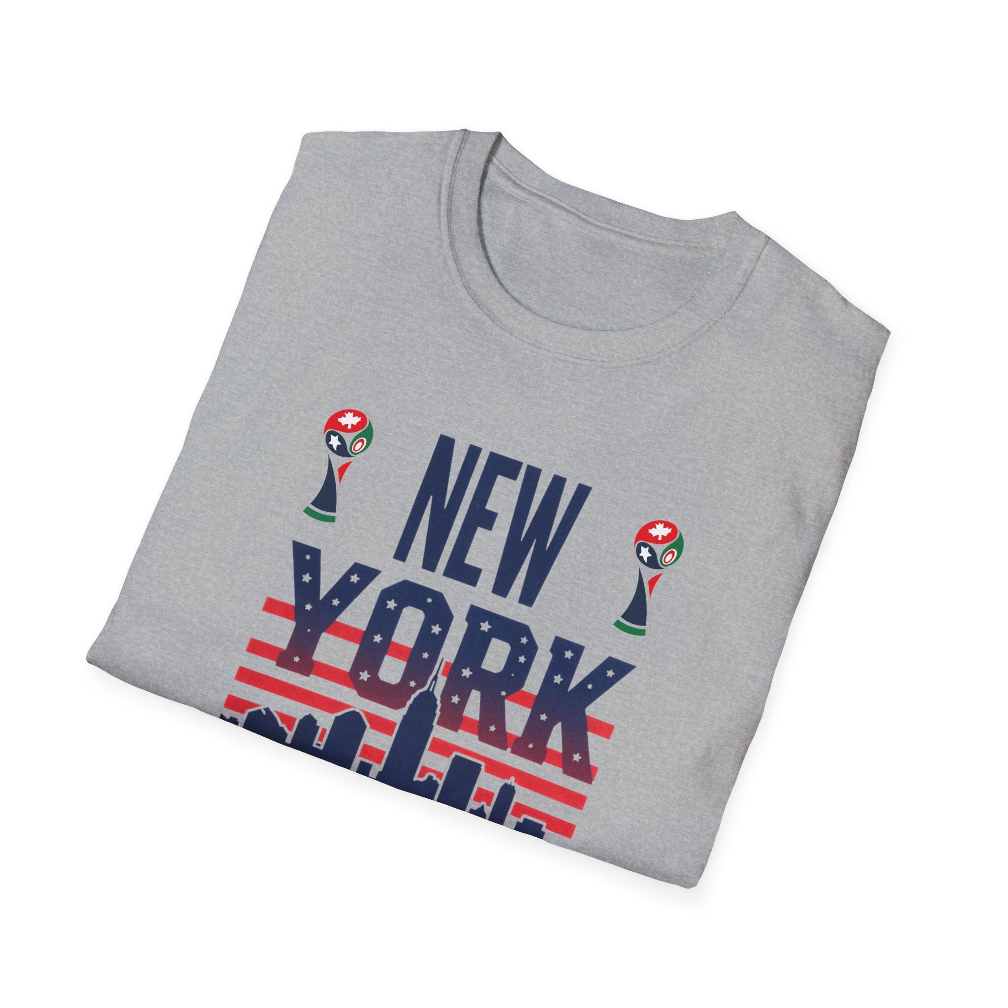 New York USA World Cup 2026 T-Shirt — American Flag Skyline Soccer Tee