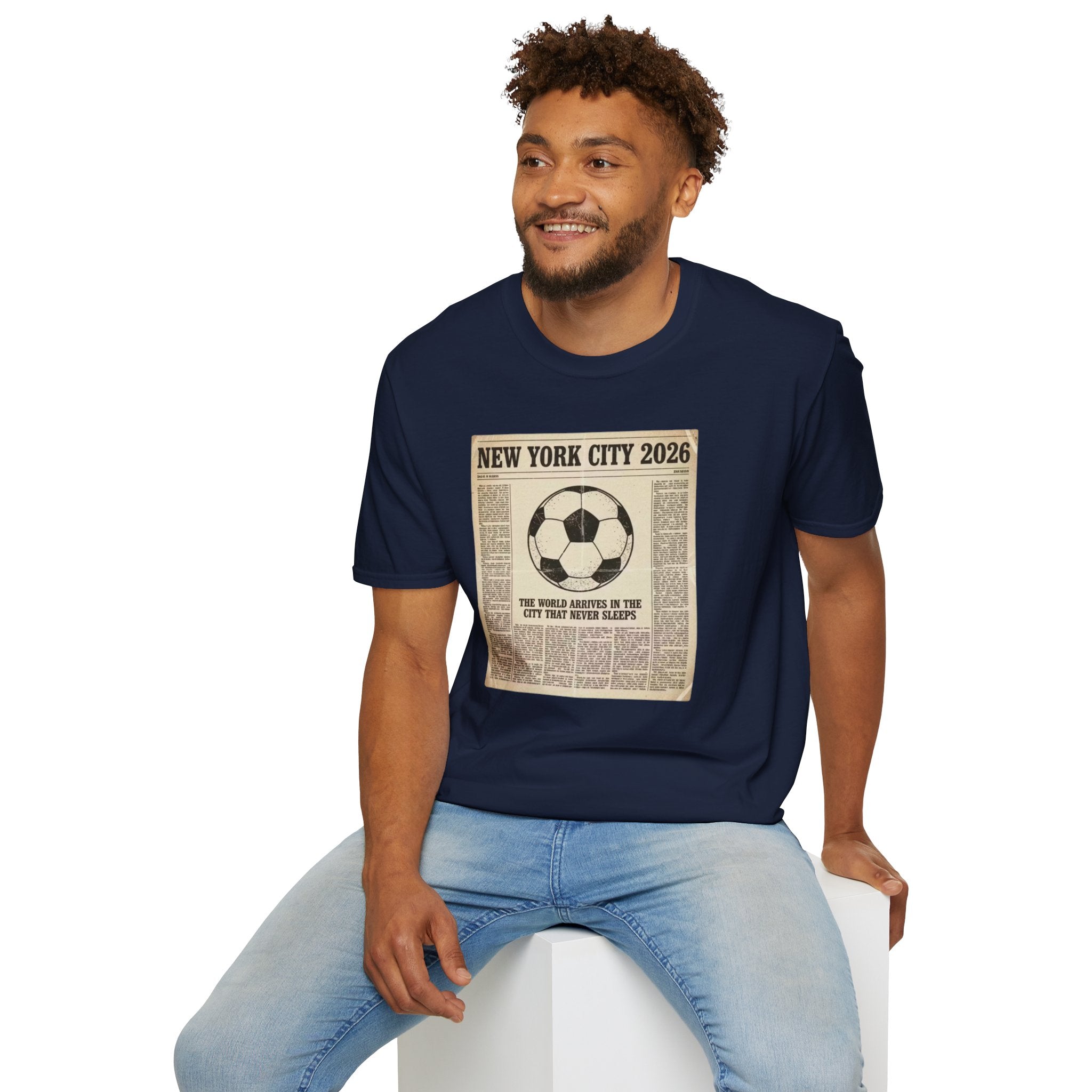 Soccer Newspaper T-Shirt — New York City 2026 Vintage Soccer Tee
