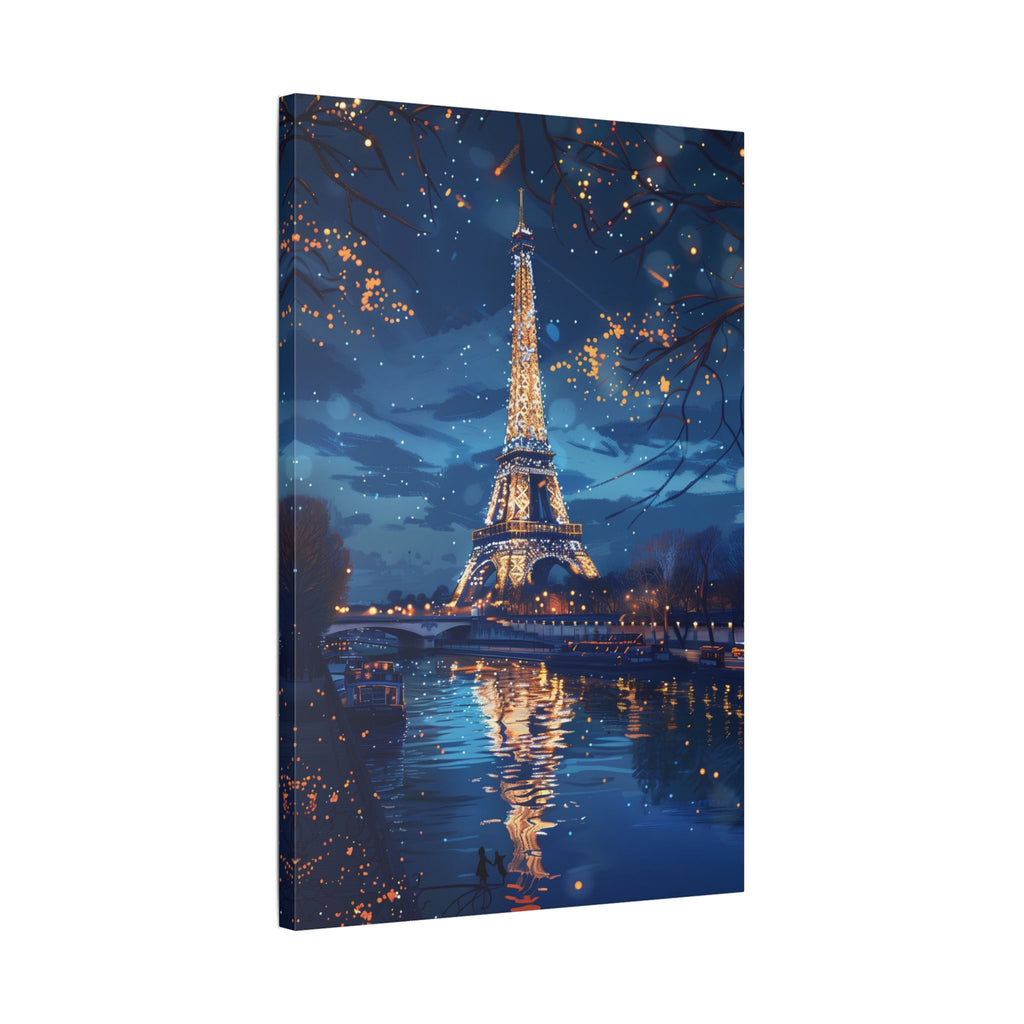 Eiffel Tower Night Canvas — Paris Skyline Stretched Wall Art
