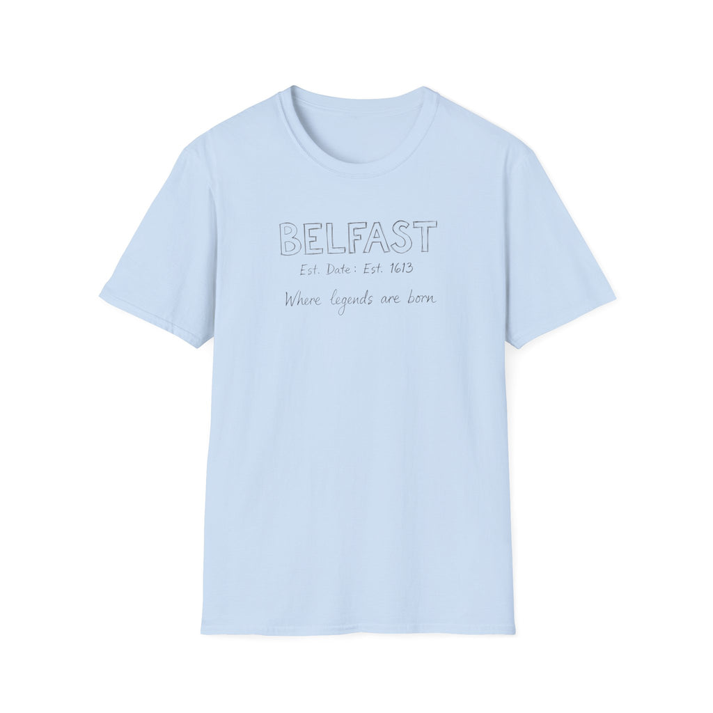 Belfast Handwritten Script T‑Shirt — 'Belfast: Let Love In' Minimal City Tee