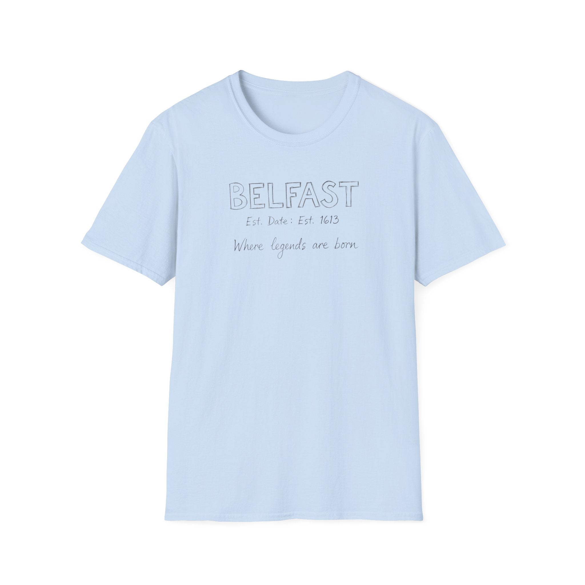 Belfast Handwritten Script T‑Shirt — 'Belfast: Let Love In' Minimal City Tee