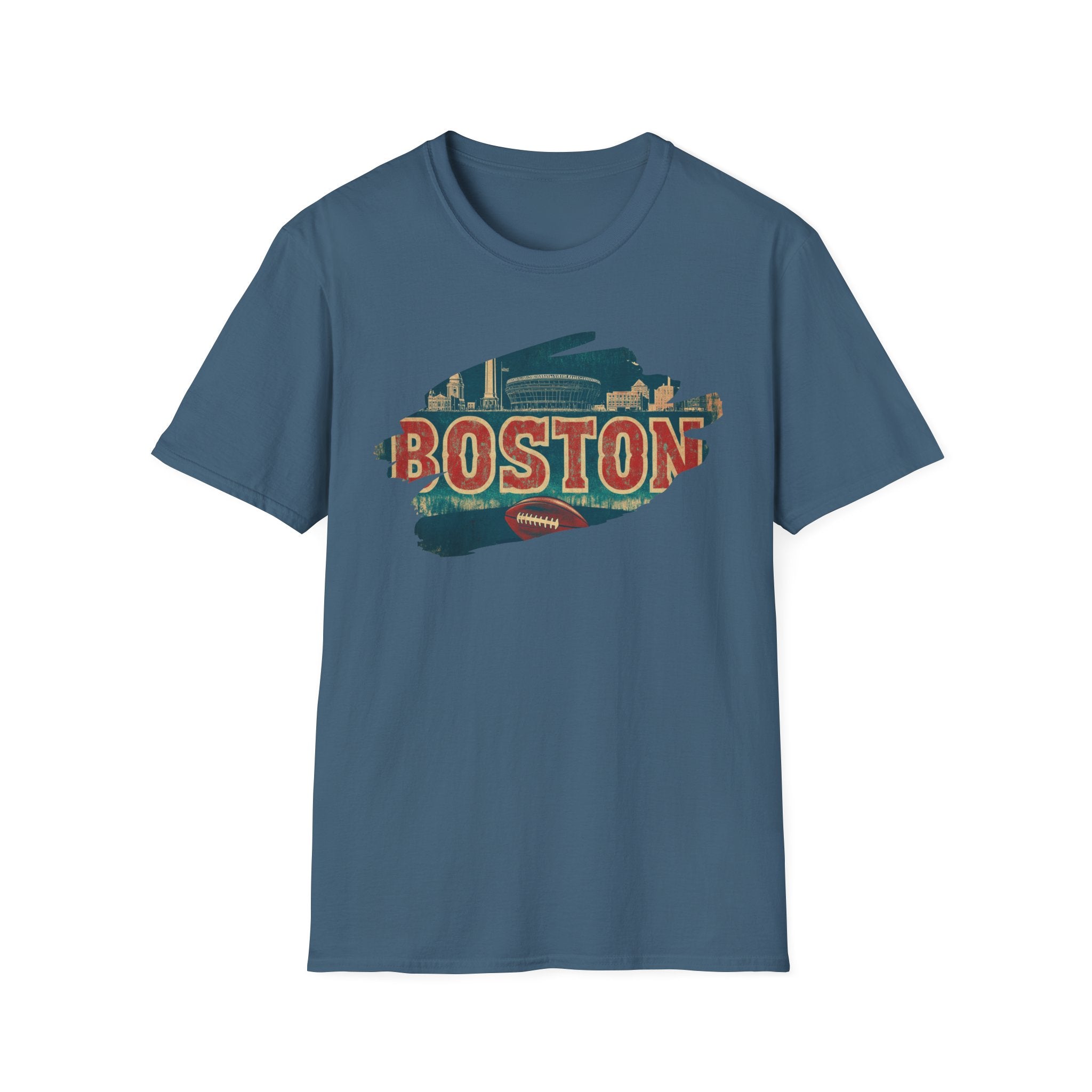 Boston Retro Brushstroke T-Shirt | City Skyline, Vintage Text