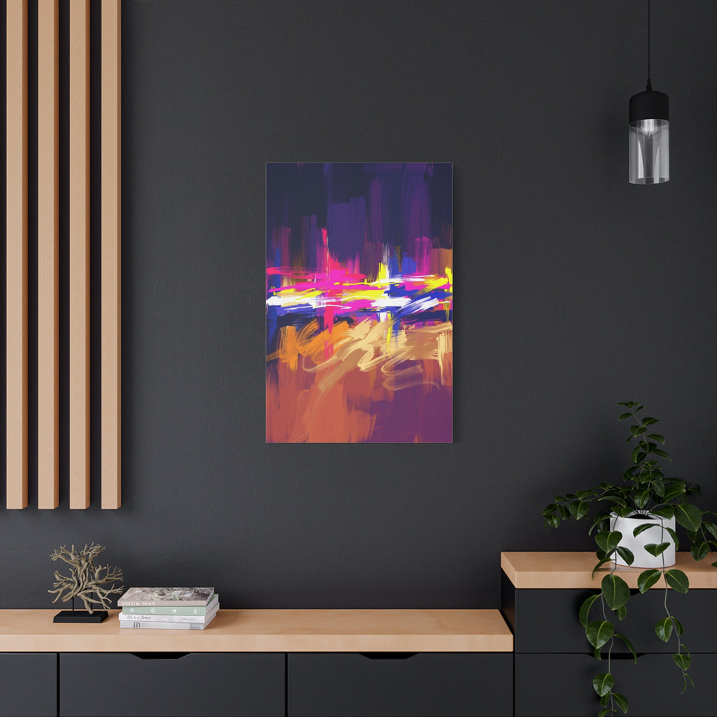 Abstract Neon Horizon inspired by Las Vegas and Mojave Desert contrast Canvas