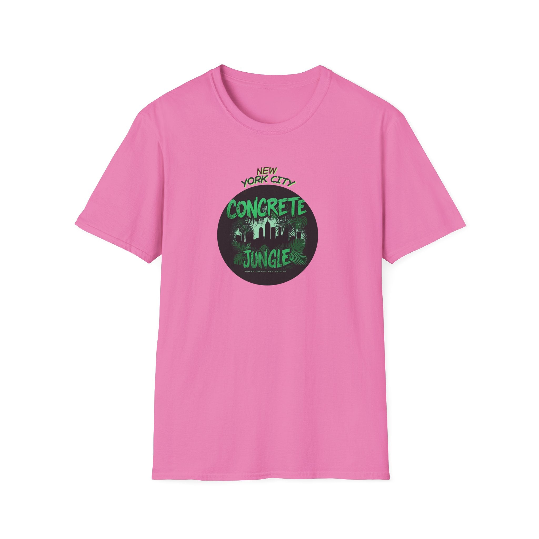 New York City Concrete Jungle T-Shirt | Skyline Silhouette, Green Badge