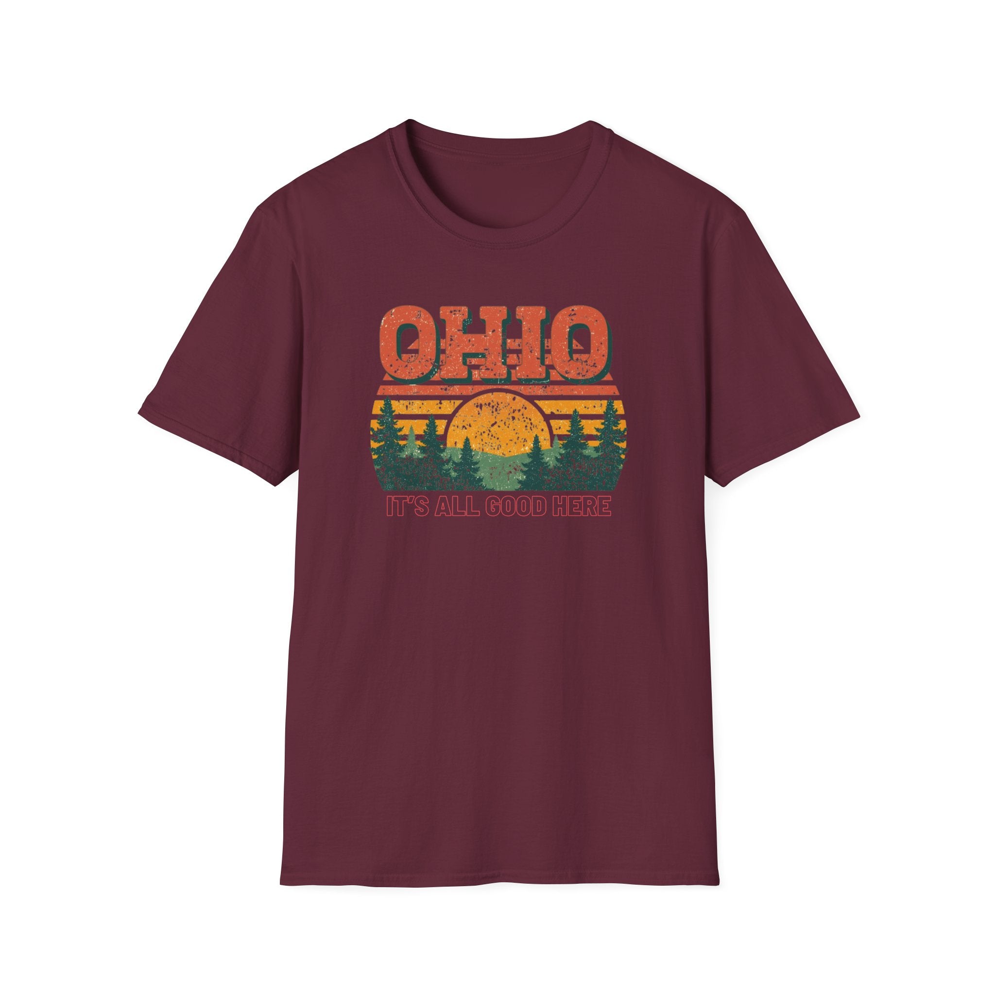Ohio Sunset T-Shirt — 'Ohio It's All Good Here' Retro Nature Tee