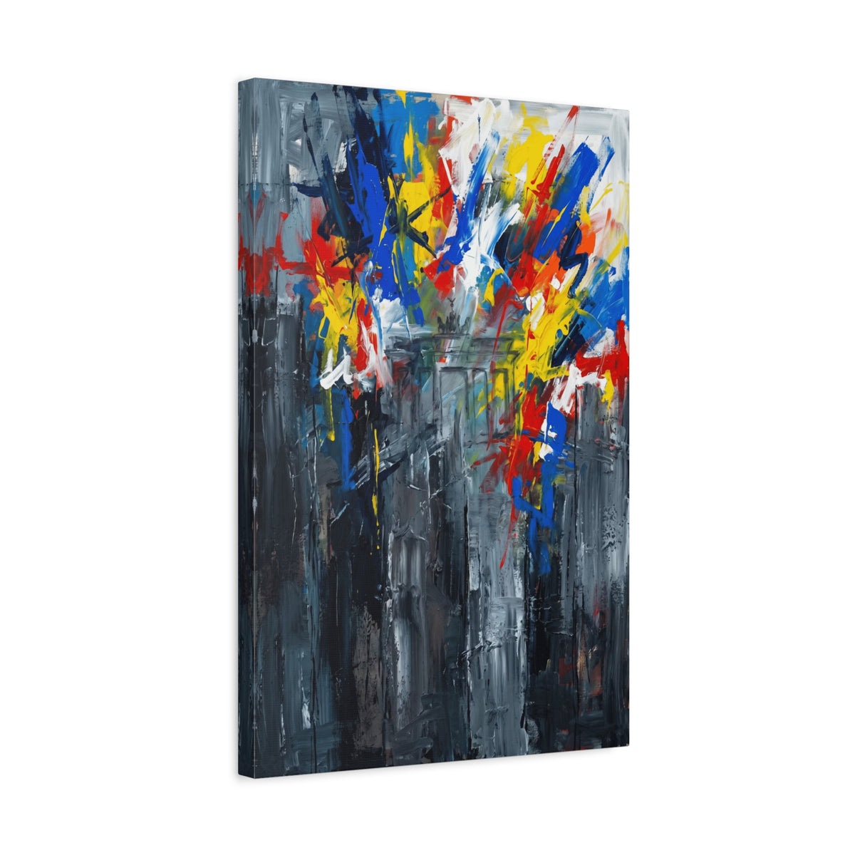 Abstract Cityscape Canvas Print showing Berlin hisotry — Colorful Modern Stretched Wall Art