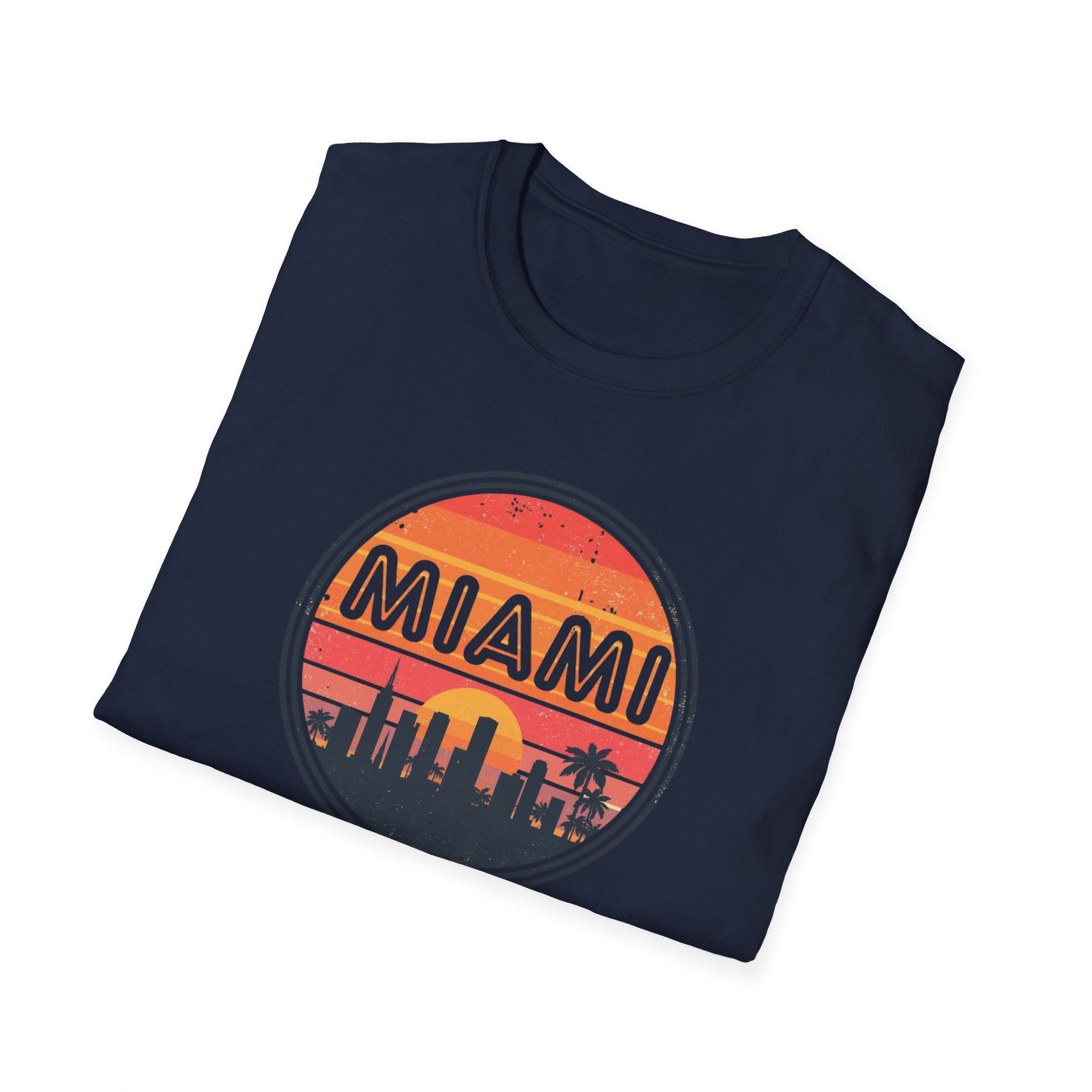 Miami Sunset T‑Shirt — Retro Beach Skyline Tee
