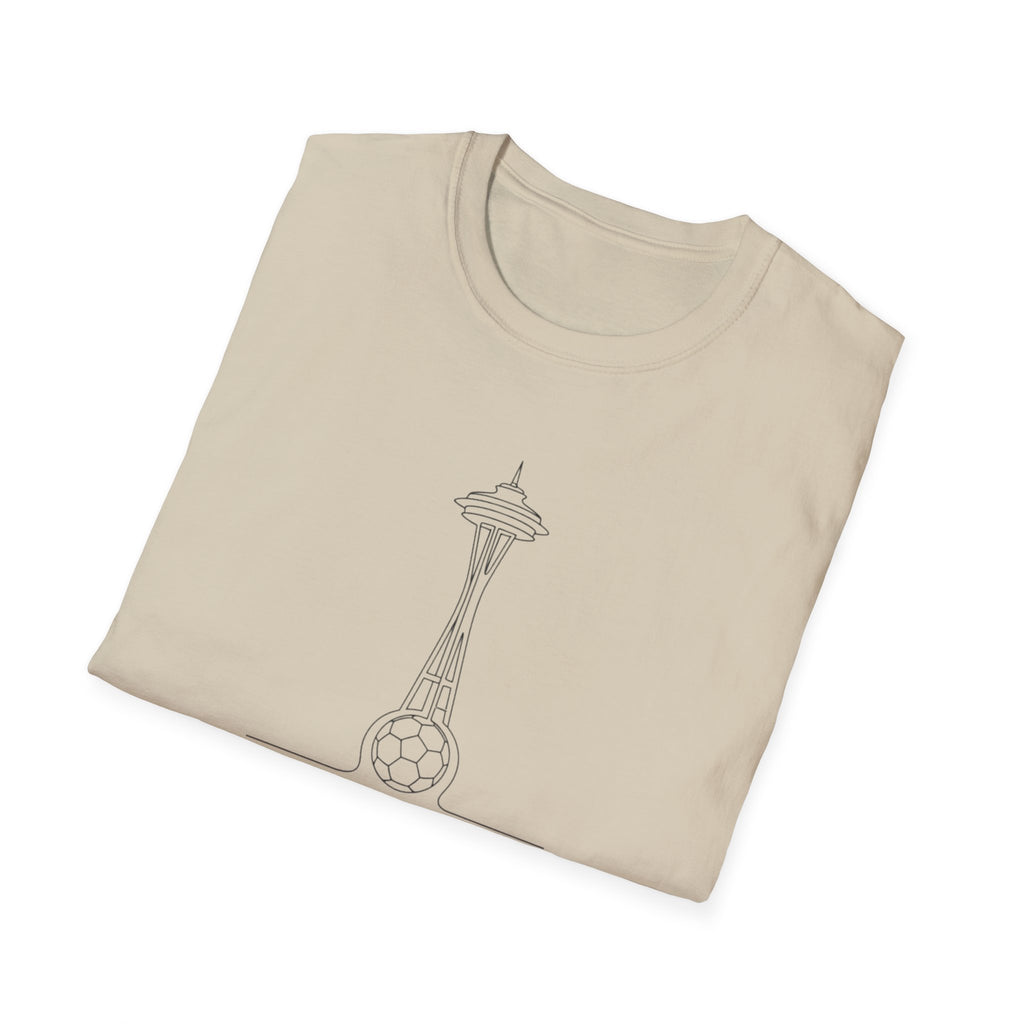 Seattle Space Needle Sketch T-Shirt — Minimalist 'Seattle World Cup 2026' Souvenir Tee