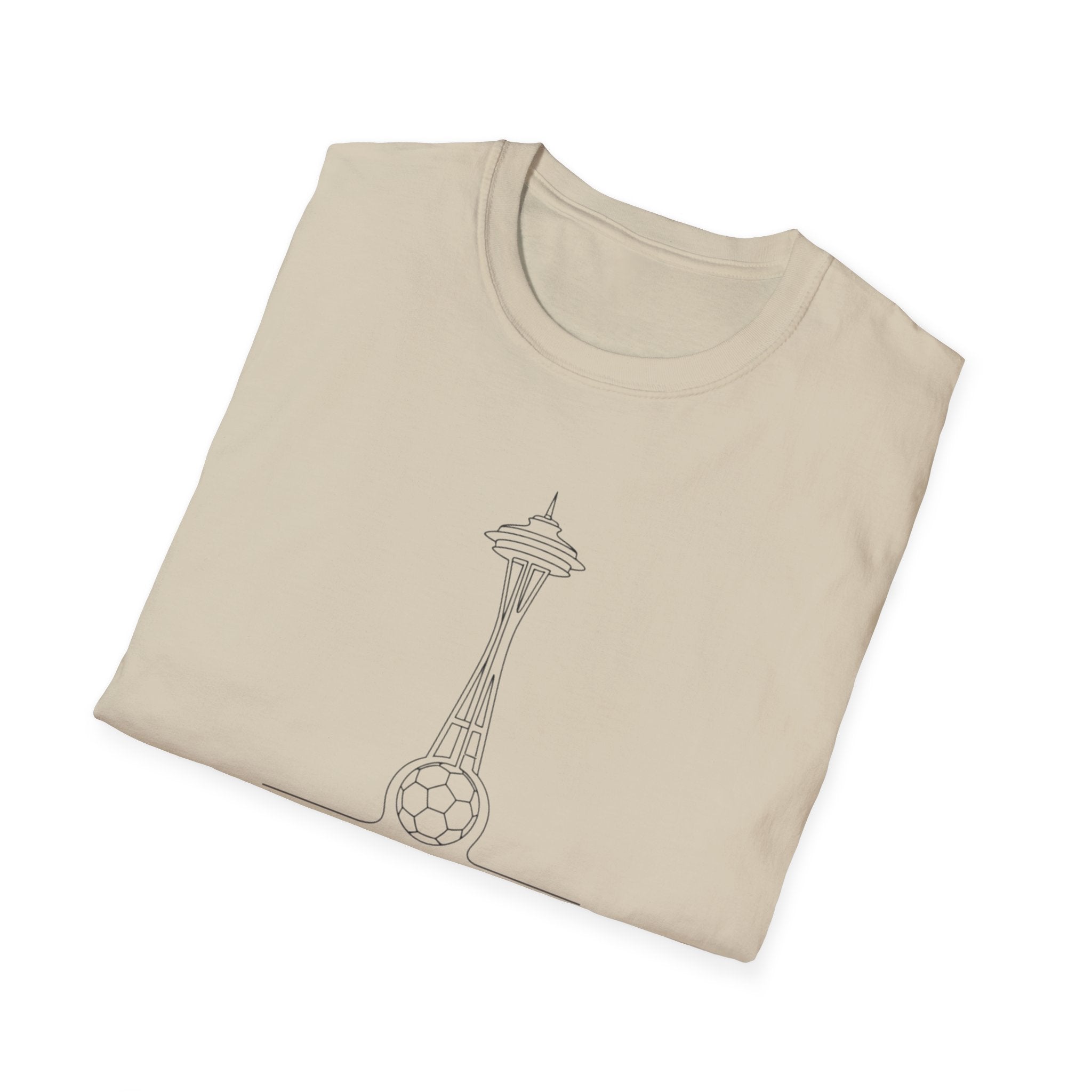 Seattle Space Needle Sketch T-Shirt — Minimalist 'Seattle World Cup 2026' Souvenir Tee