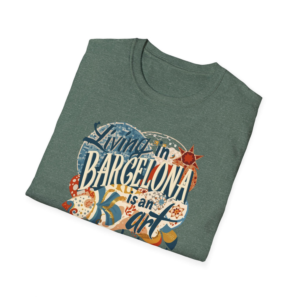 Barcelona Art Tee — "Living in Barcelona is an Art, Mostly Abstract" Graphic T-Shirt