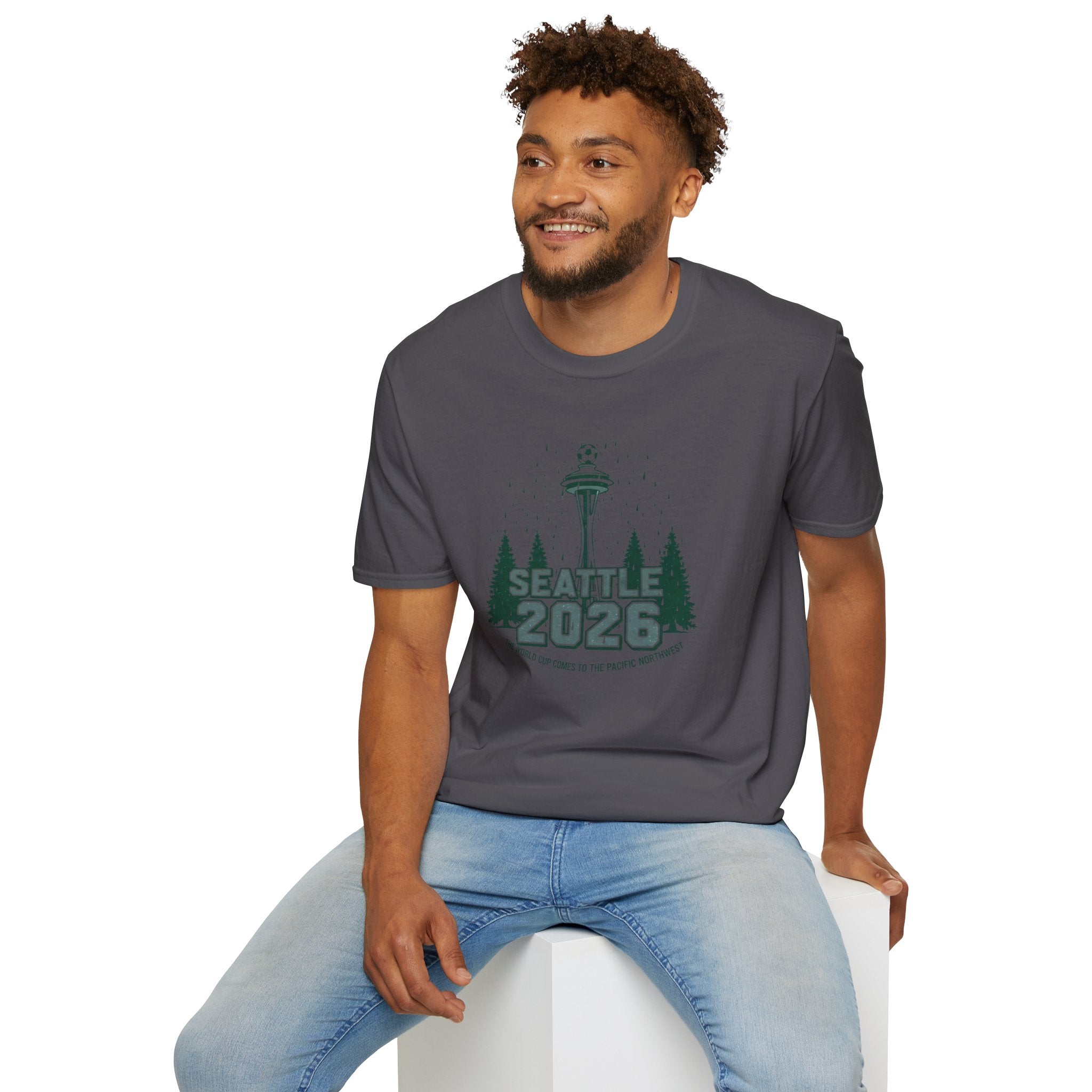 Seattle 2026 Souvenir T-Shirt — Space Needle & Pine Trees Travel Tee