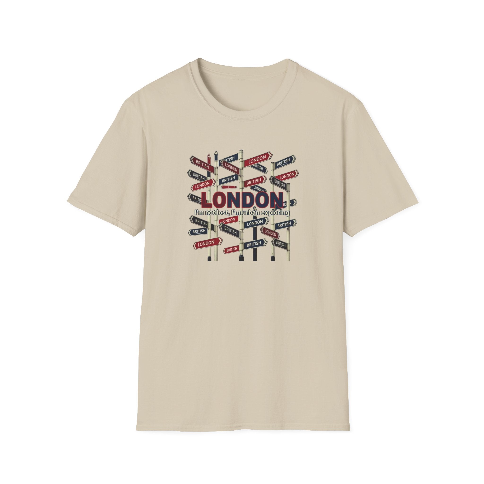 London Street Signs T-Shirt — Vintage Union Jack Directional Graphic