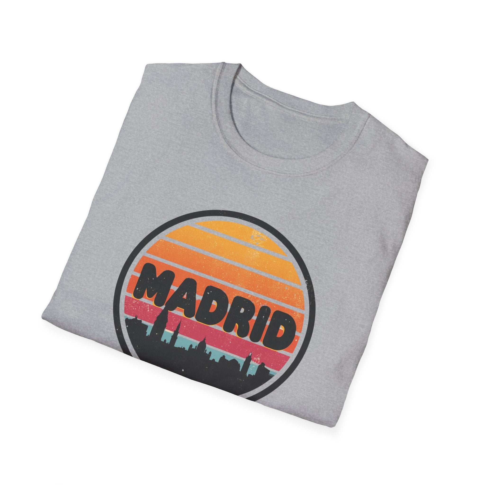 Madrid Skyline T-Shirt — Vintage Sunset Cityscape Tee