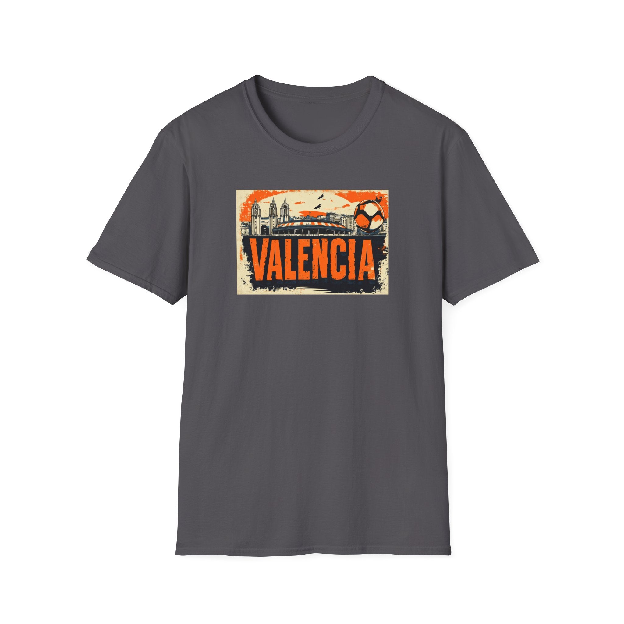 Valencia Vintage Soccer Graphic T-Shirt | City Skyline, Football Art