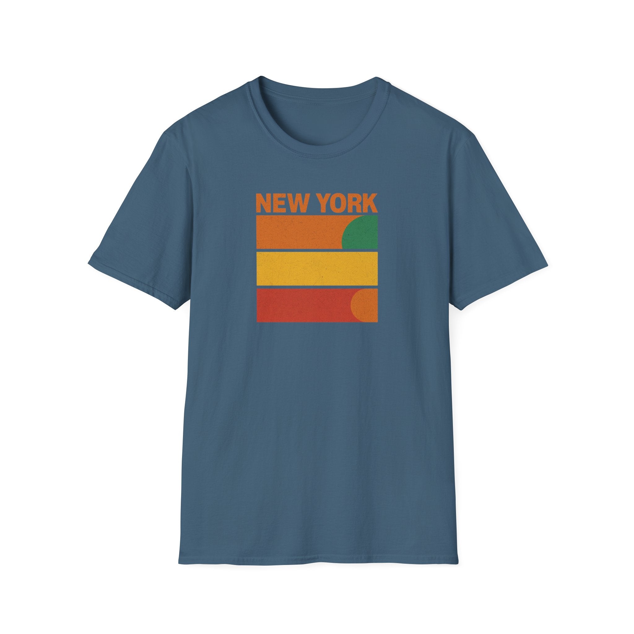 New York Sunset T-Shirt | Retro Stripes City Graphic