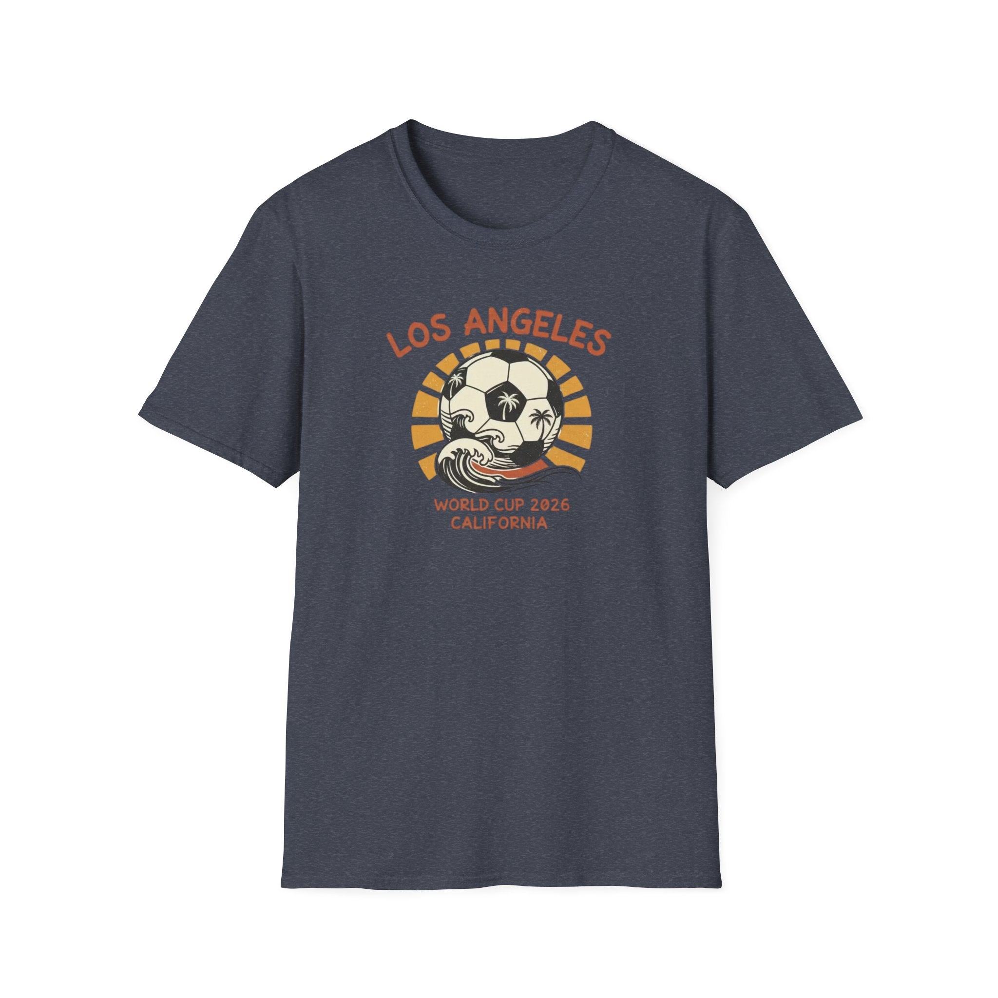 Los Angeles World Cup 2026 Soccer T-Shirt — Retro Sunset Ball Design