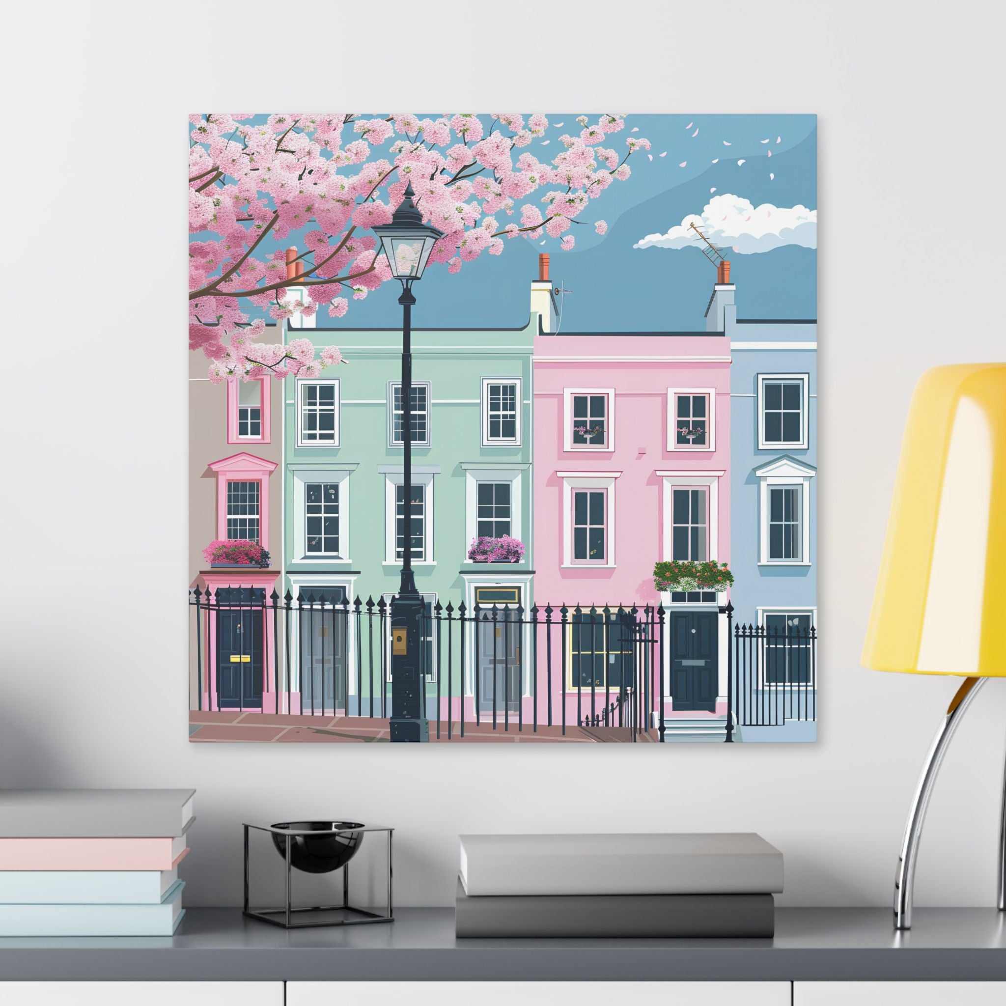 Pastel Row Houses London Canvas