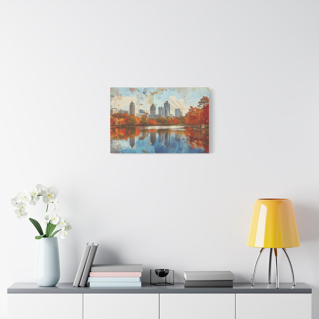 Atlanta Midtown Skyline - Piedmont Park - Autumn Cityscape Canvas – Fall Skyline Wall Art