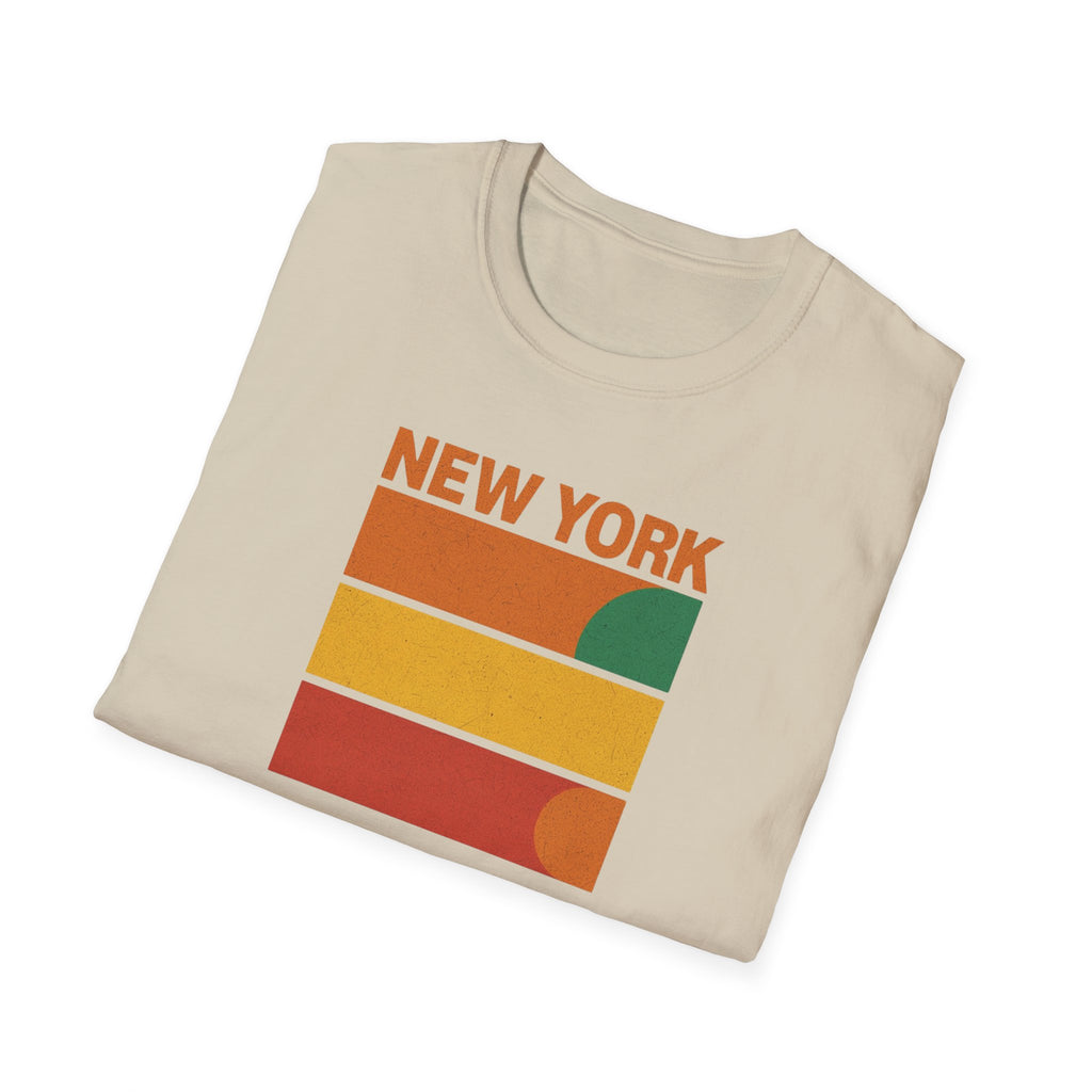 New York Sunset T-Shirt | Retro Stripes City Graphic