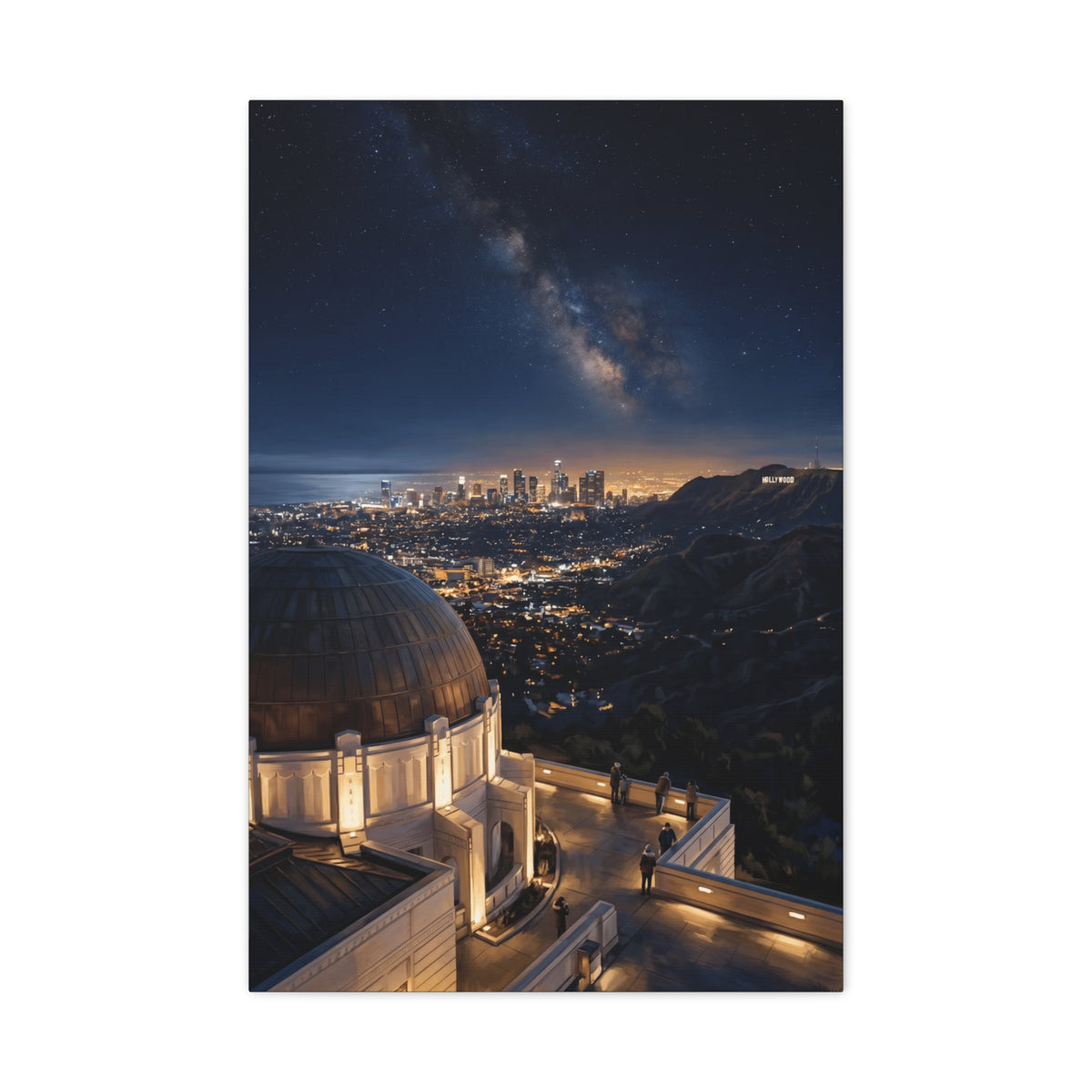 Canvas Wall Art — Griffith Observatory Night Skyline with Milky Way - Los Angeles