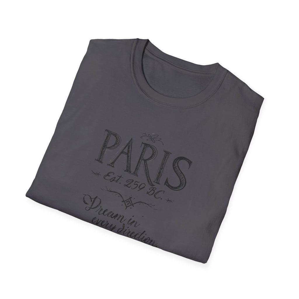 Paris Vintage Script T‑Shirt — "Dream in Every Direction"