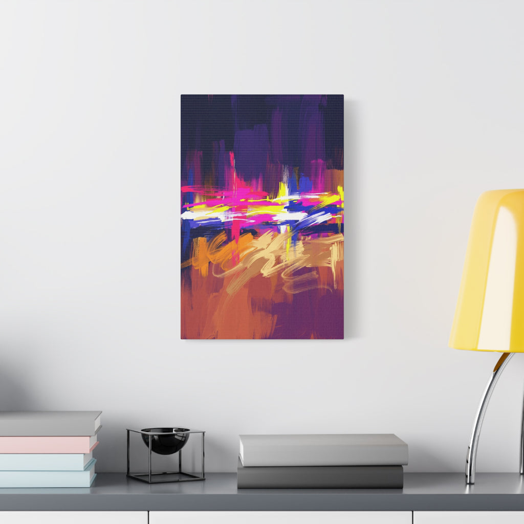 Abstract Neon Horizon inspired by Las Vegas and Mojave Desert contrast Canvas
