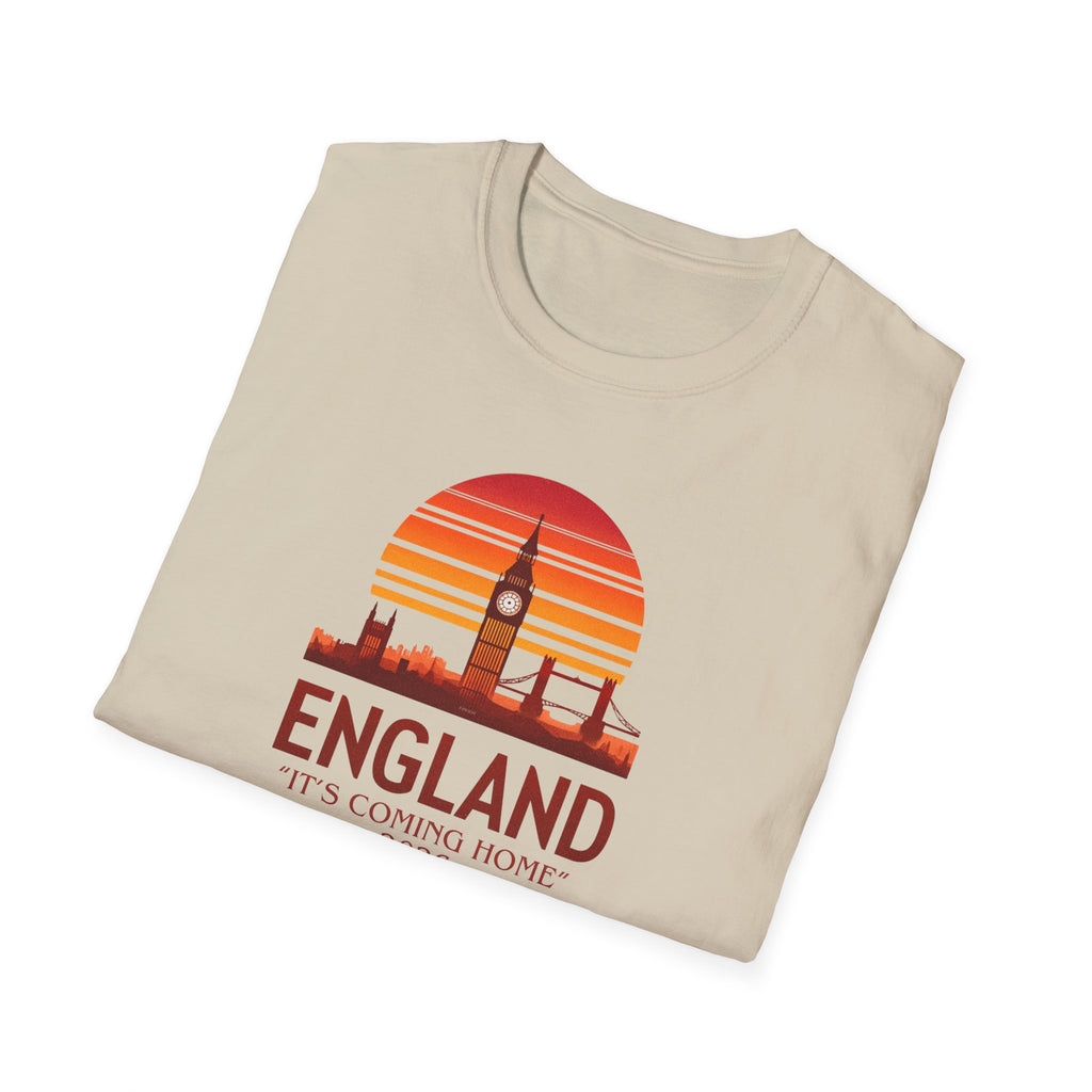 England Skyline World Cup 2026 T‑Shirt — "England It's Coming Home" Retro Sunset Tee