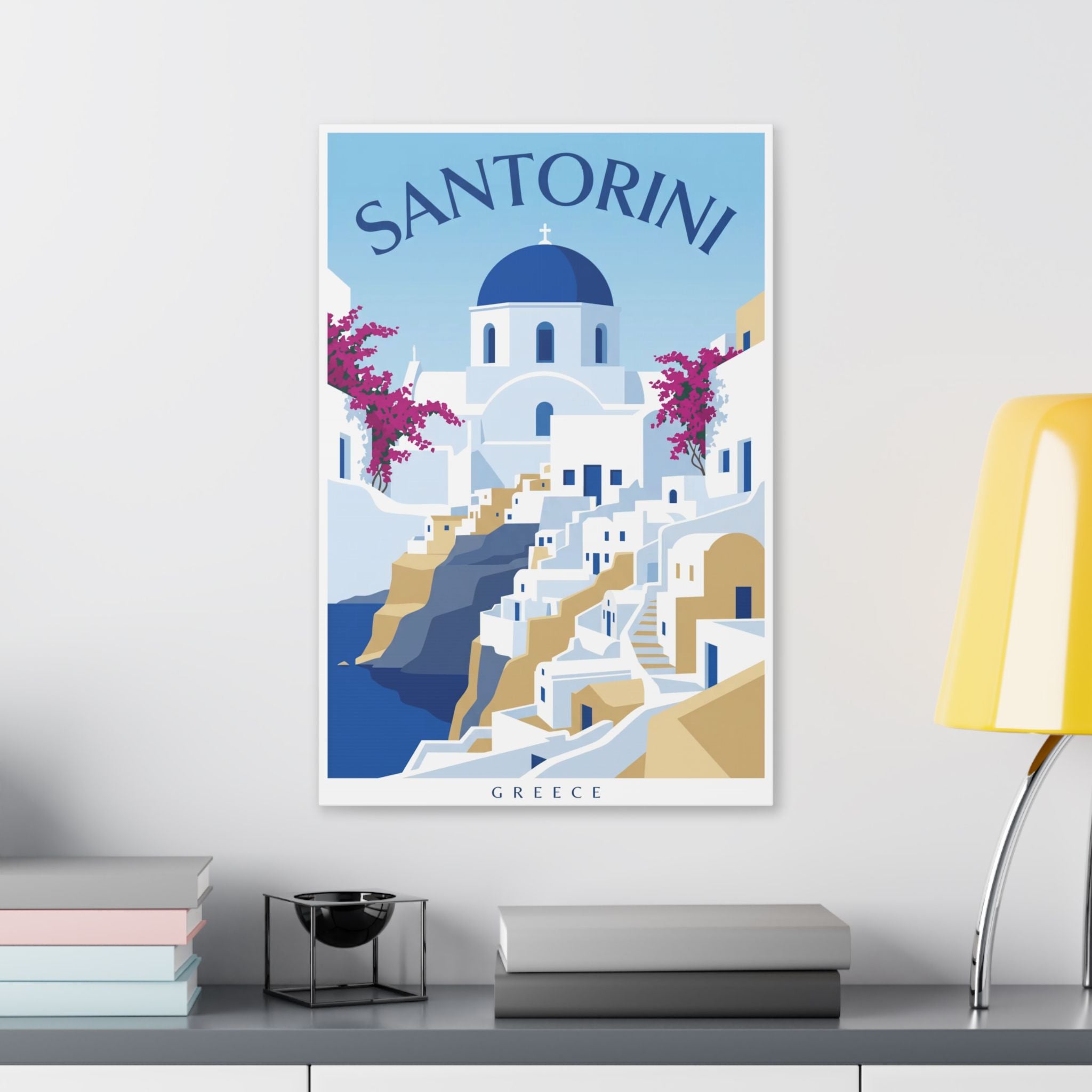 Santorini Greece Canvas Print — Blue Dome Travel Wall Art