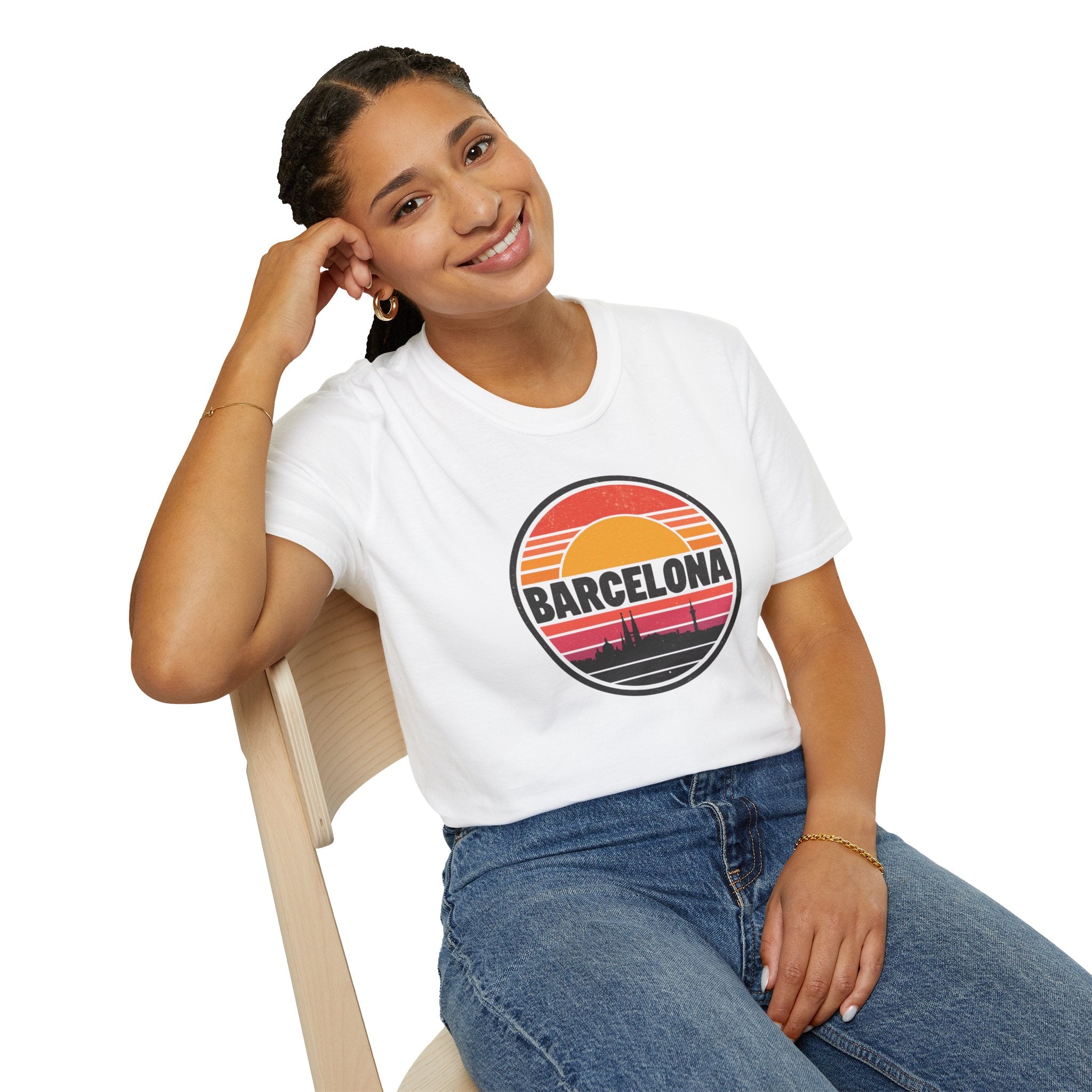 Barcelona Sunset T-Shirt — Retro Skyline Graphic Tee