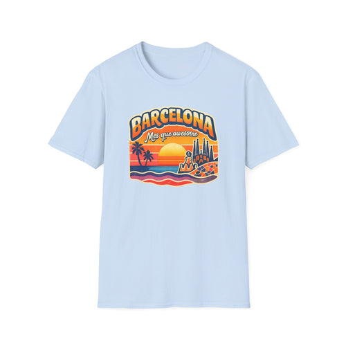 Barcelona Sunset Graphic T-Shirt — "Barcelona Más que un sueño" Vintage Beach Tee