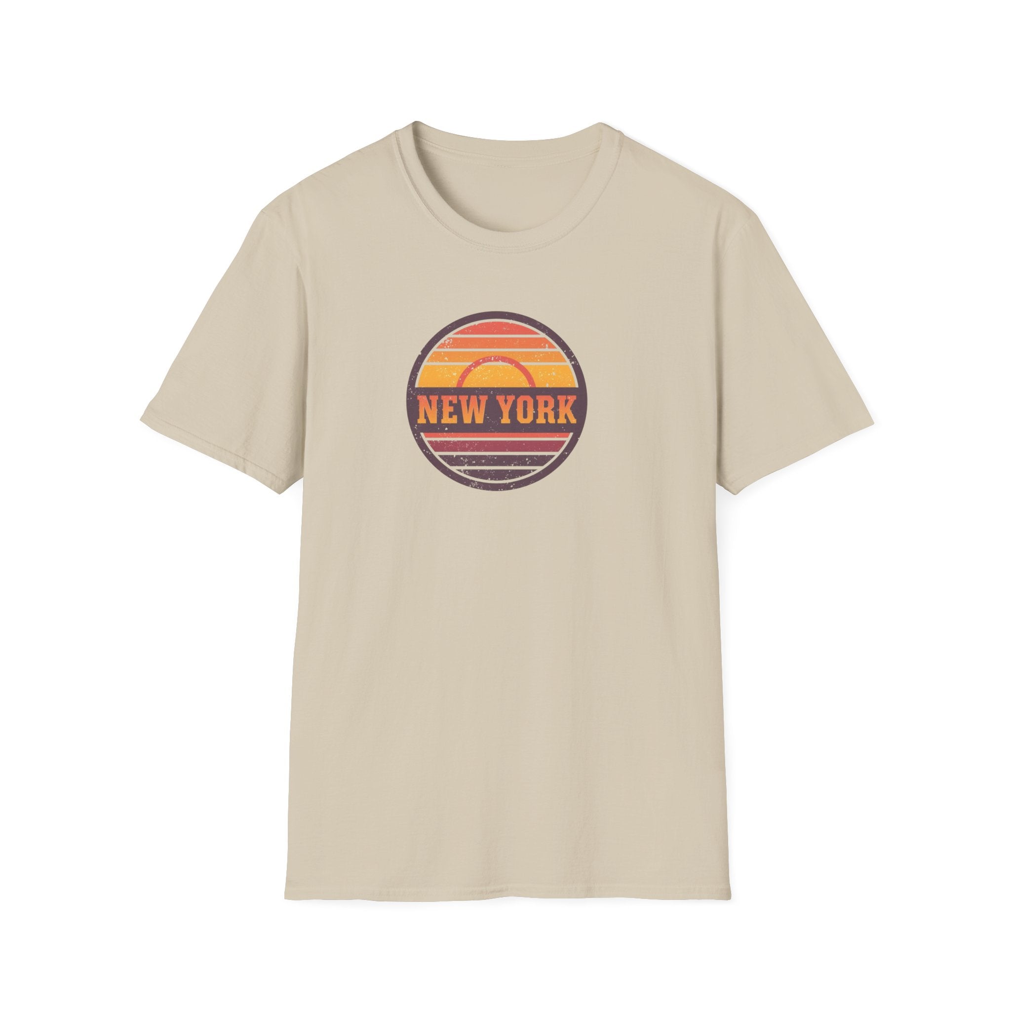 New York sunset badge T-Shirt | vintage retro city graphic