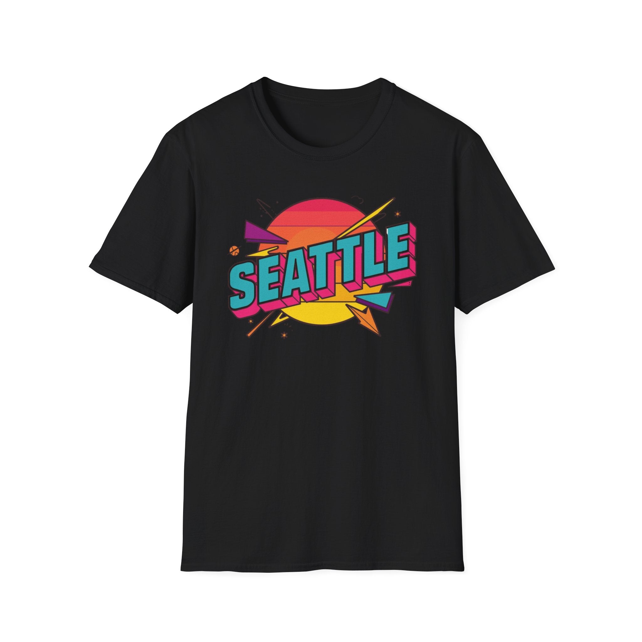 Seattle Retro Sunset T-Shirt — Vintage 80s City Graphic Tee