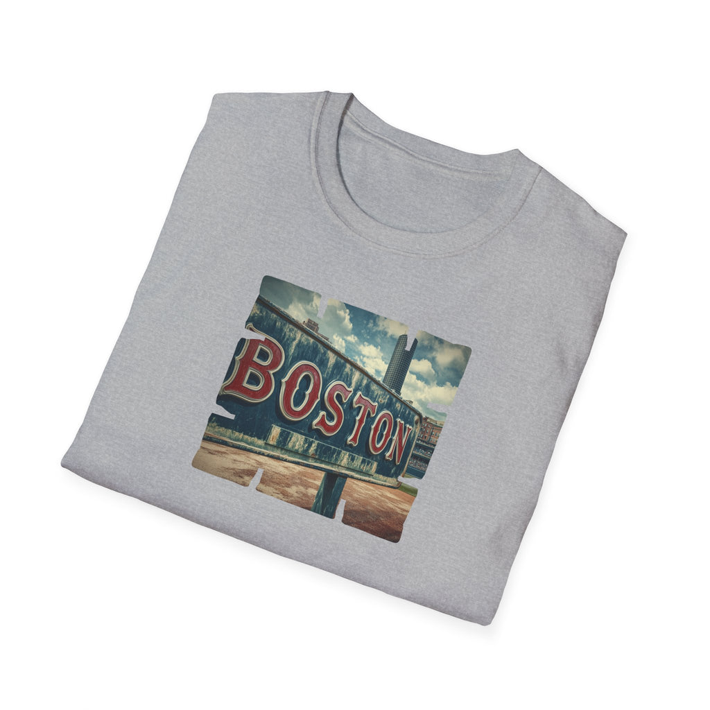 Boston Neon Sign T-Shirt | Cityscape Vintage Photo Tee