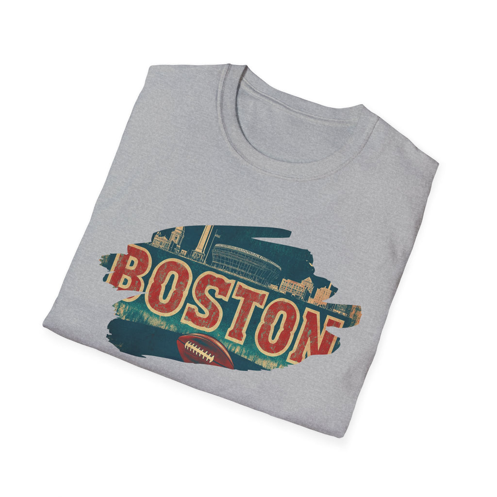 Boston Retro Brushstroke T-Shirt | City Skyline, Vintage Text