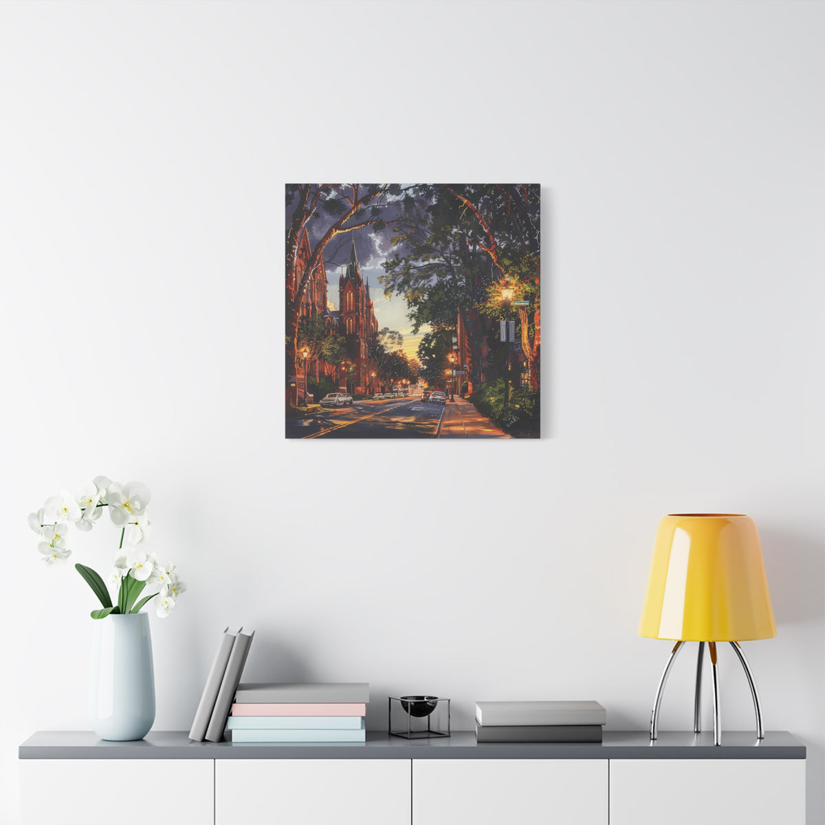 Atlanta Sweet Auburn District - Sunset Church Street Canvas Print — Urban Evening Landscape Wall Art