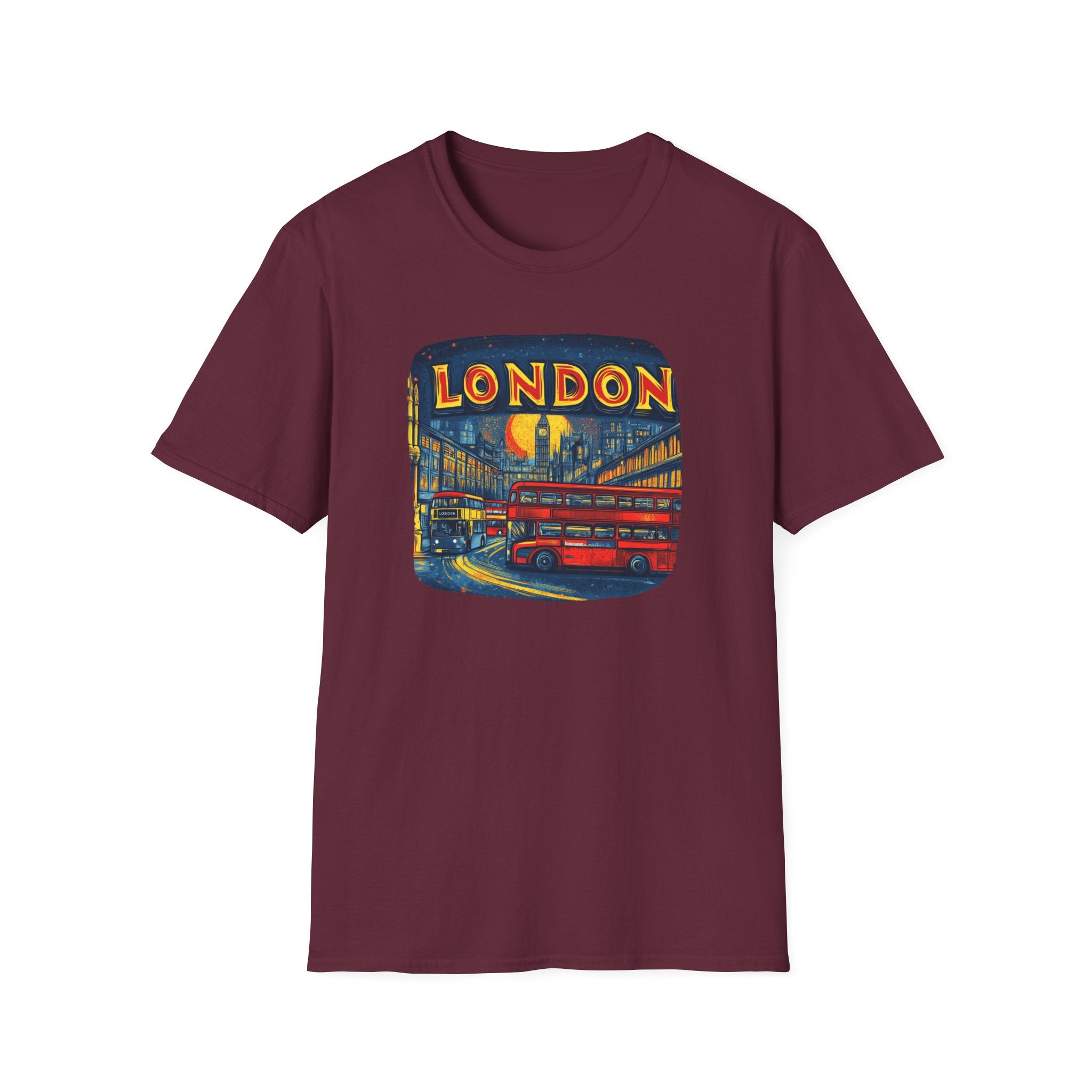 London Vintage Double-Decker Bus T-Shirt | Retro Cityscape Tee